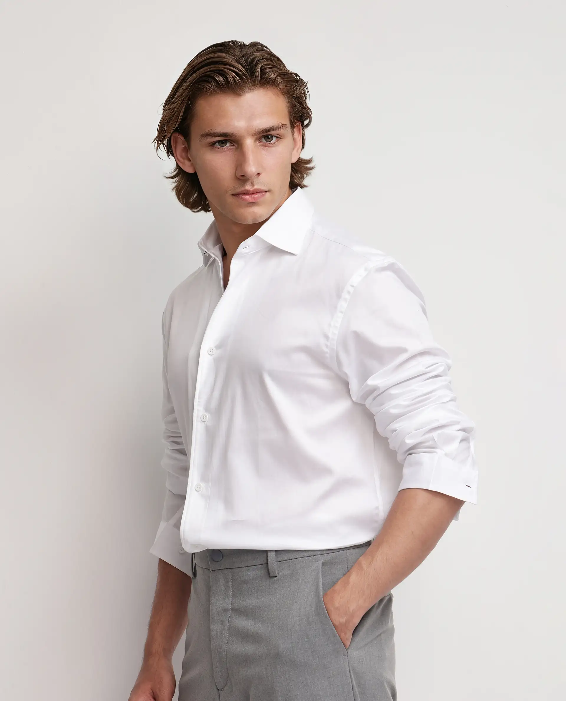 Rare Rabbit Men's Fury White Cotton Plain Regular Fit Full Sleeve Collared Shirt - Image 6