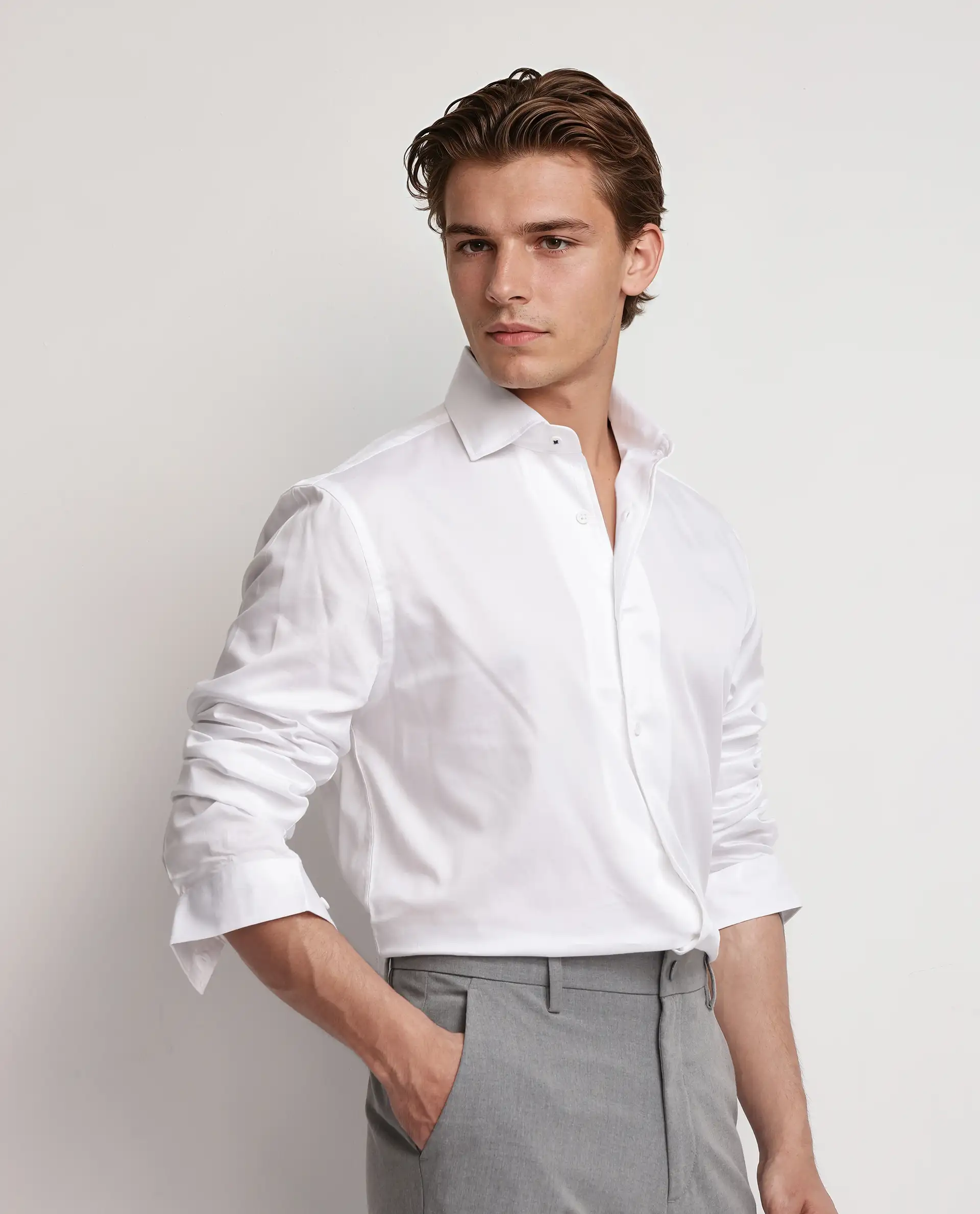 Rare Rabbit Men's Fury White Cotton Plain Regular Fit Full Sleeve Collared Shirt - Image 7