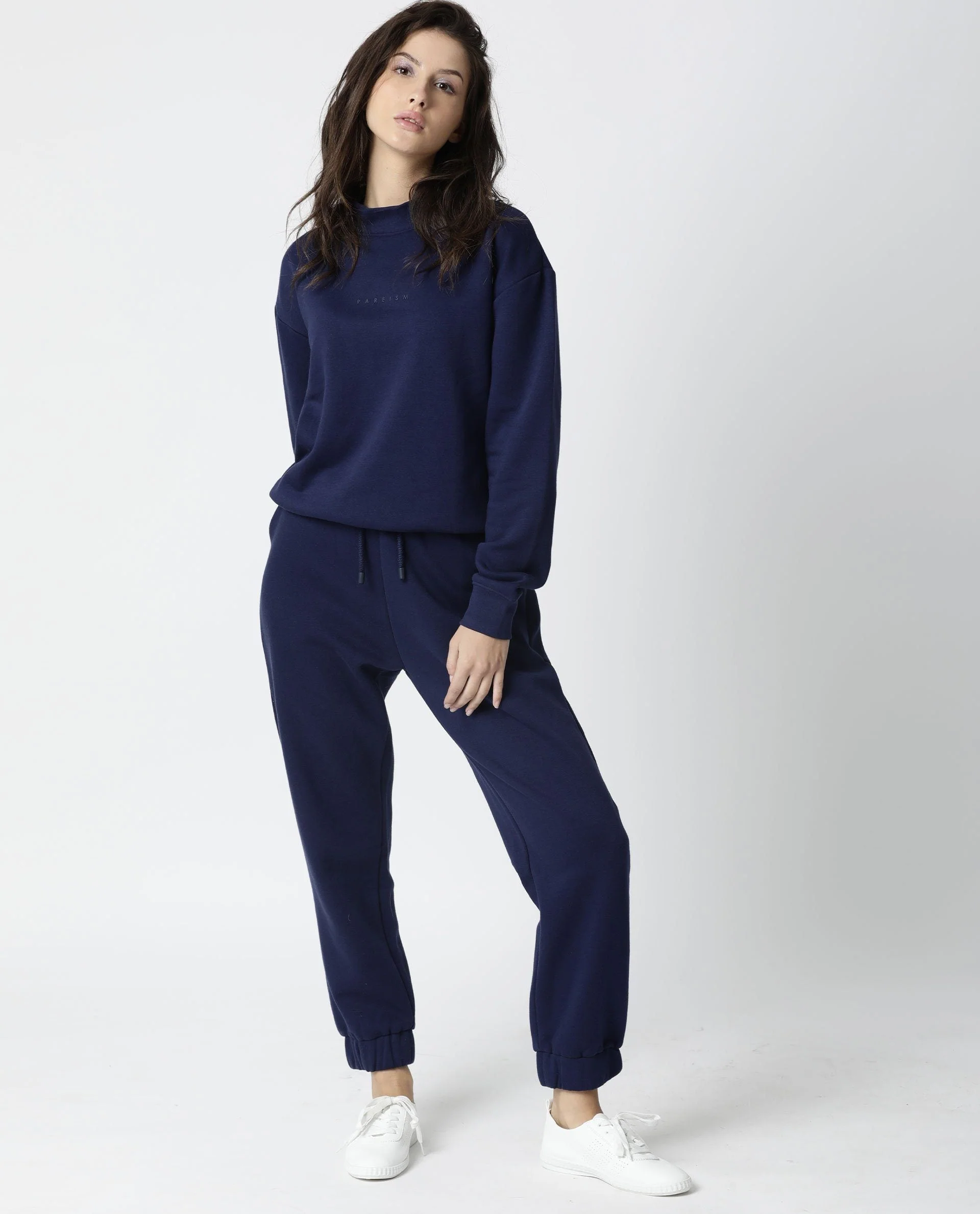 Rareism Womens Fury Blue Sweatshirt Relaxed Fit Full Sleeves - Image 11