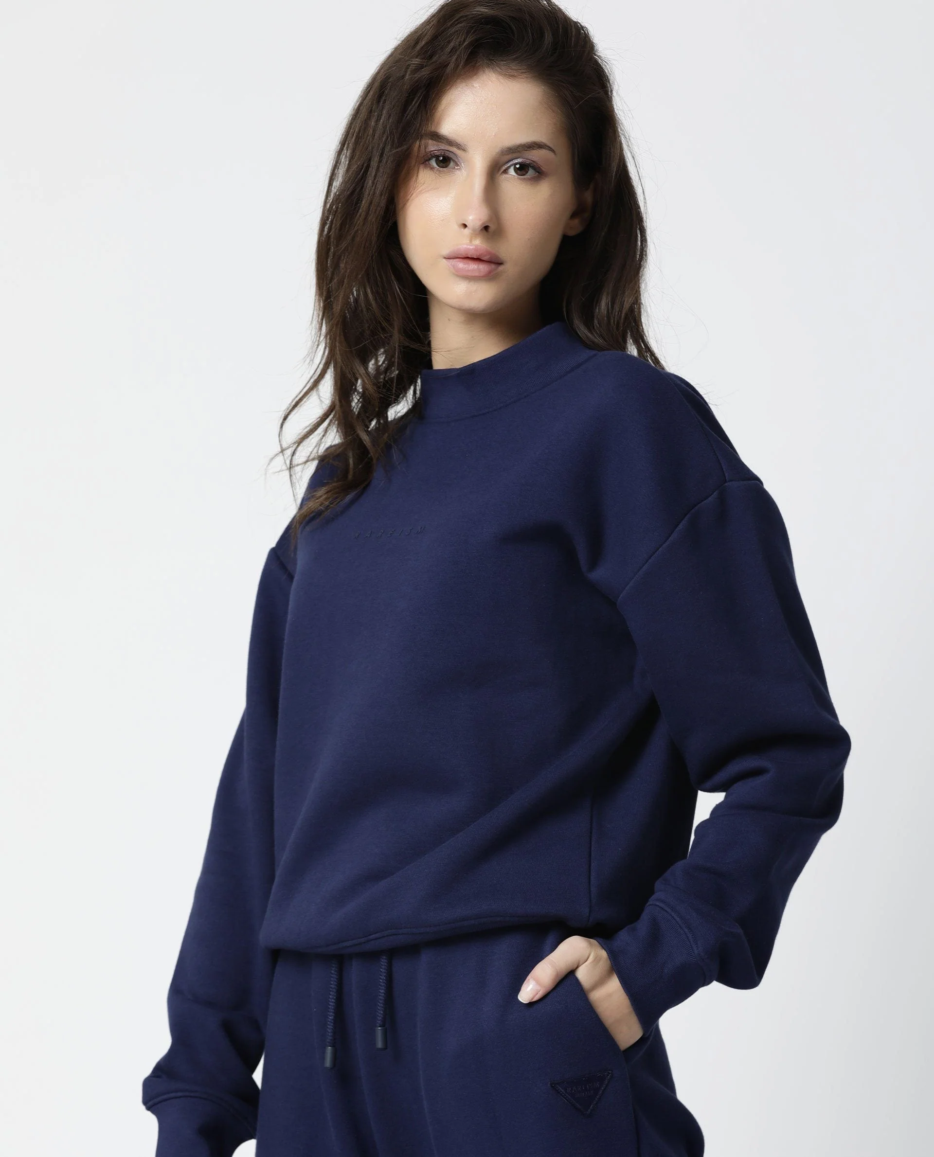 Rareism Womens Fury Blue Sweatshirt Relaxed Fit Full Sleeves - Image 12