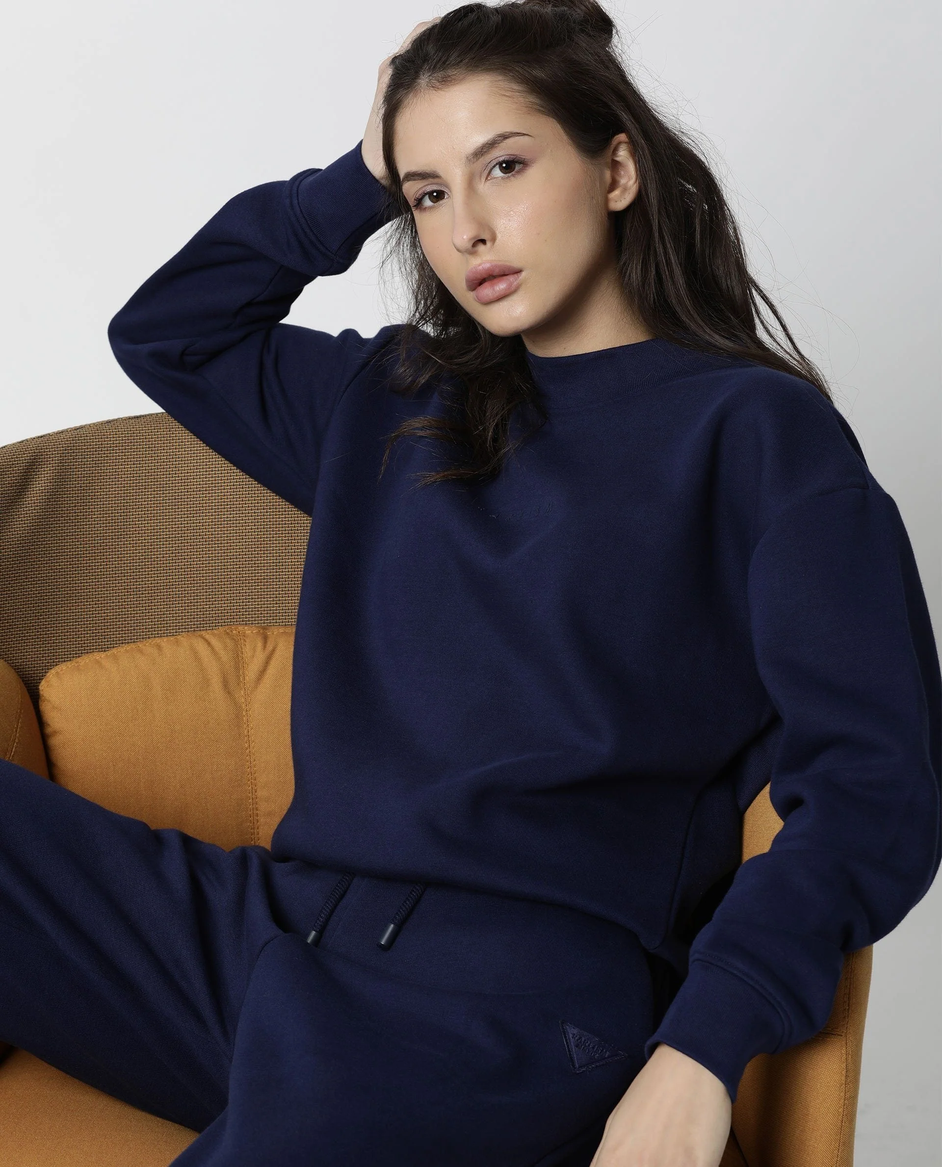 Rareism Womens Fury Blue Sweatshirt Relaxed Fit Full Sleeves - Image 13