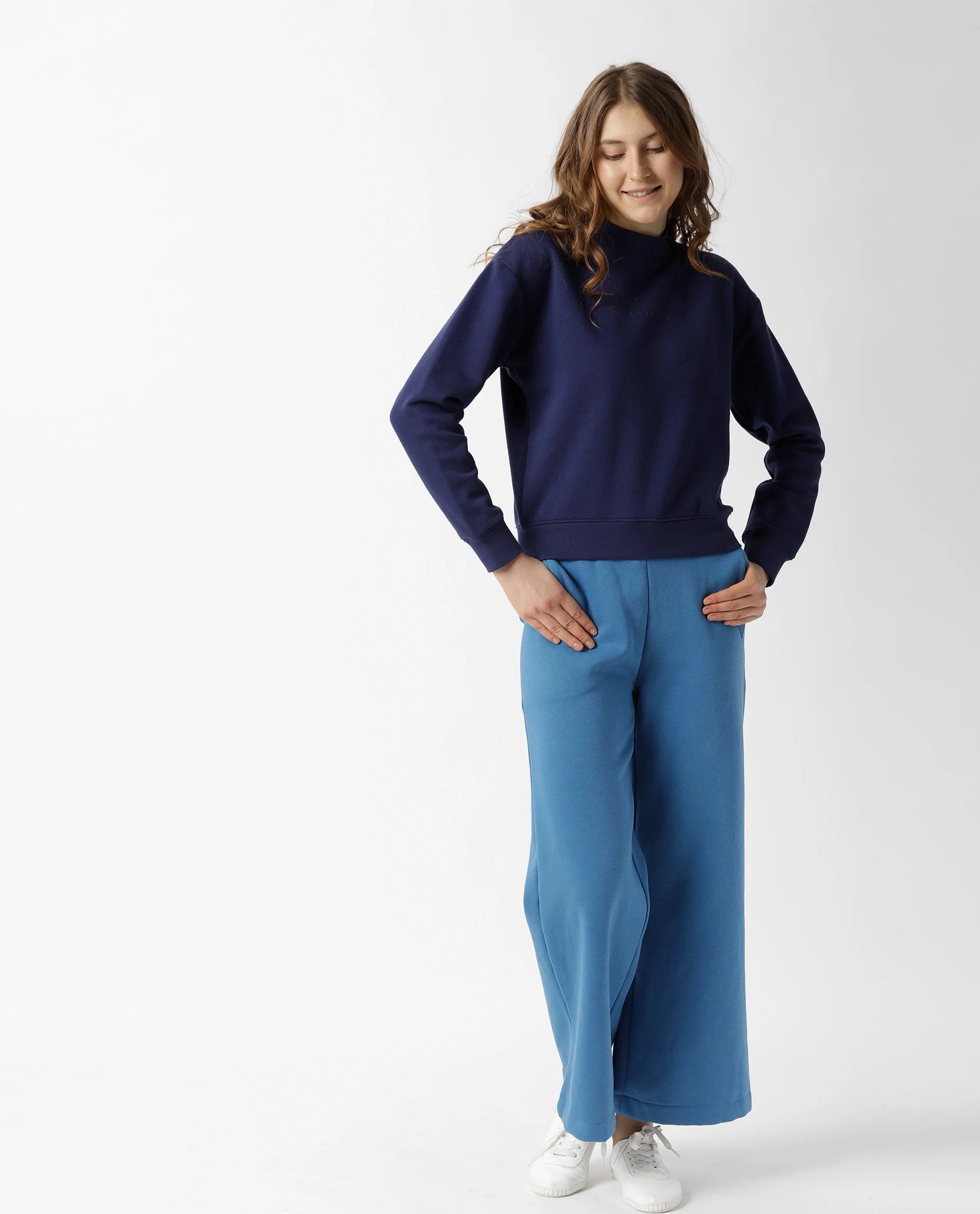 Rareism Womens Fury Blue Sweatshirt Relaxed Fit Full Sleeves - Image 6