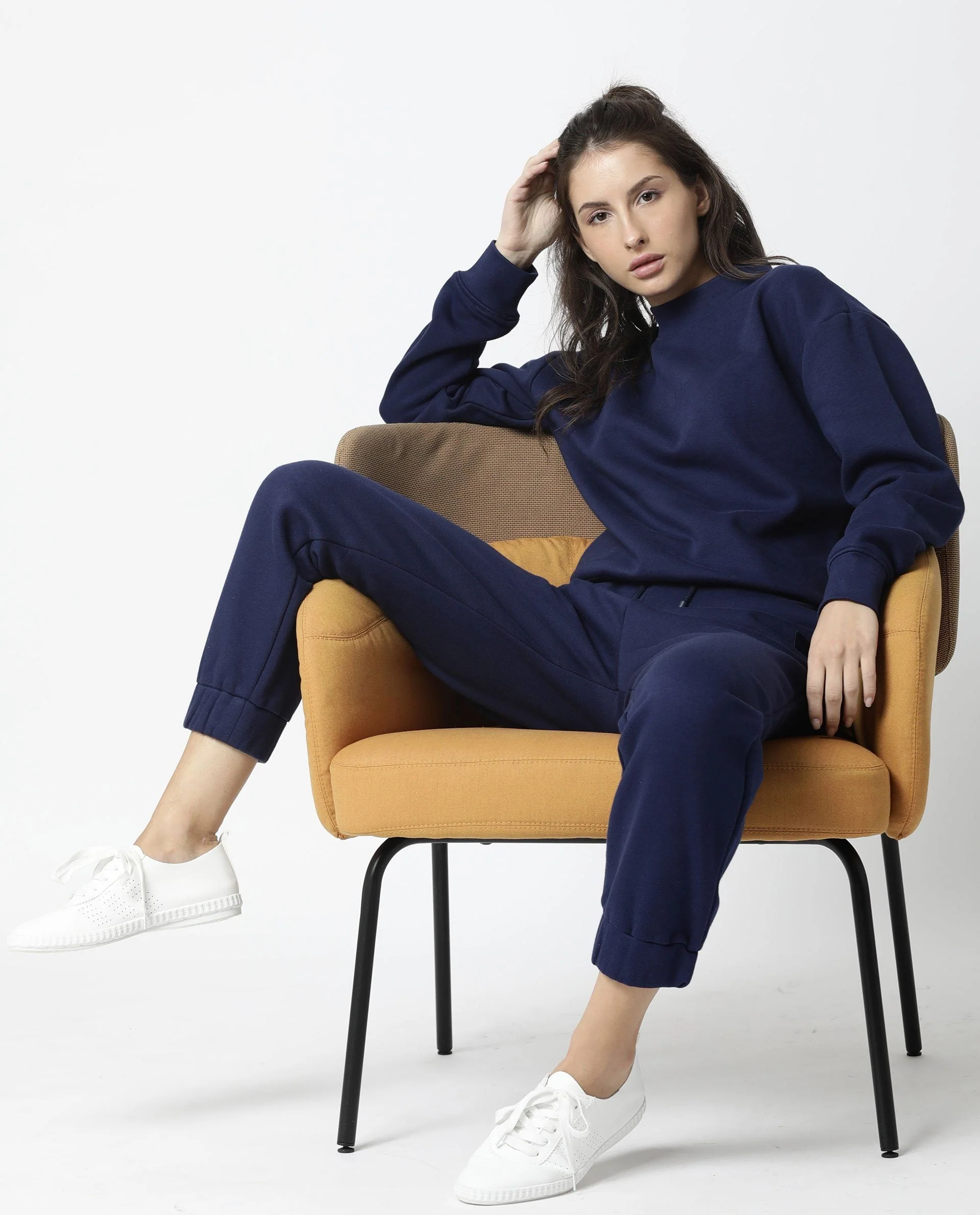 Rareism Womens Fury Blue Sweatshirt Relaxed Fit Full Sleeves - Image 8