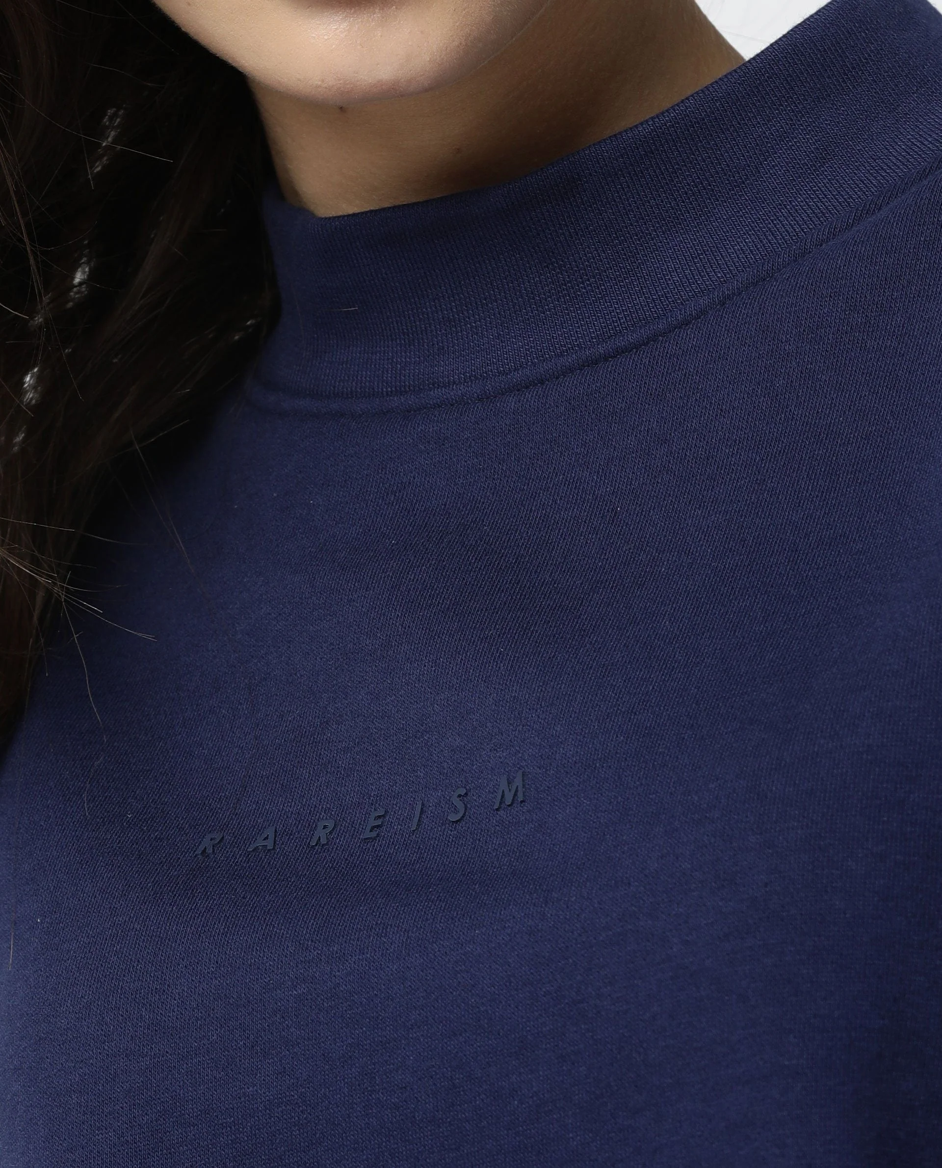 Rareism Womens Fury Blue Sweatshirt Relaxed Fit Full Sleeves - Image 9