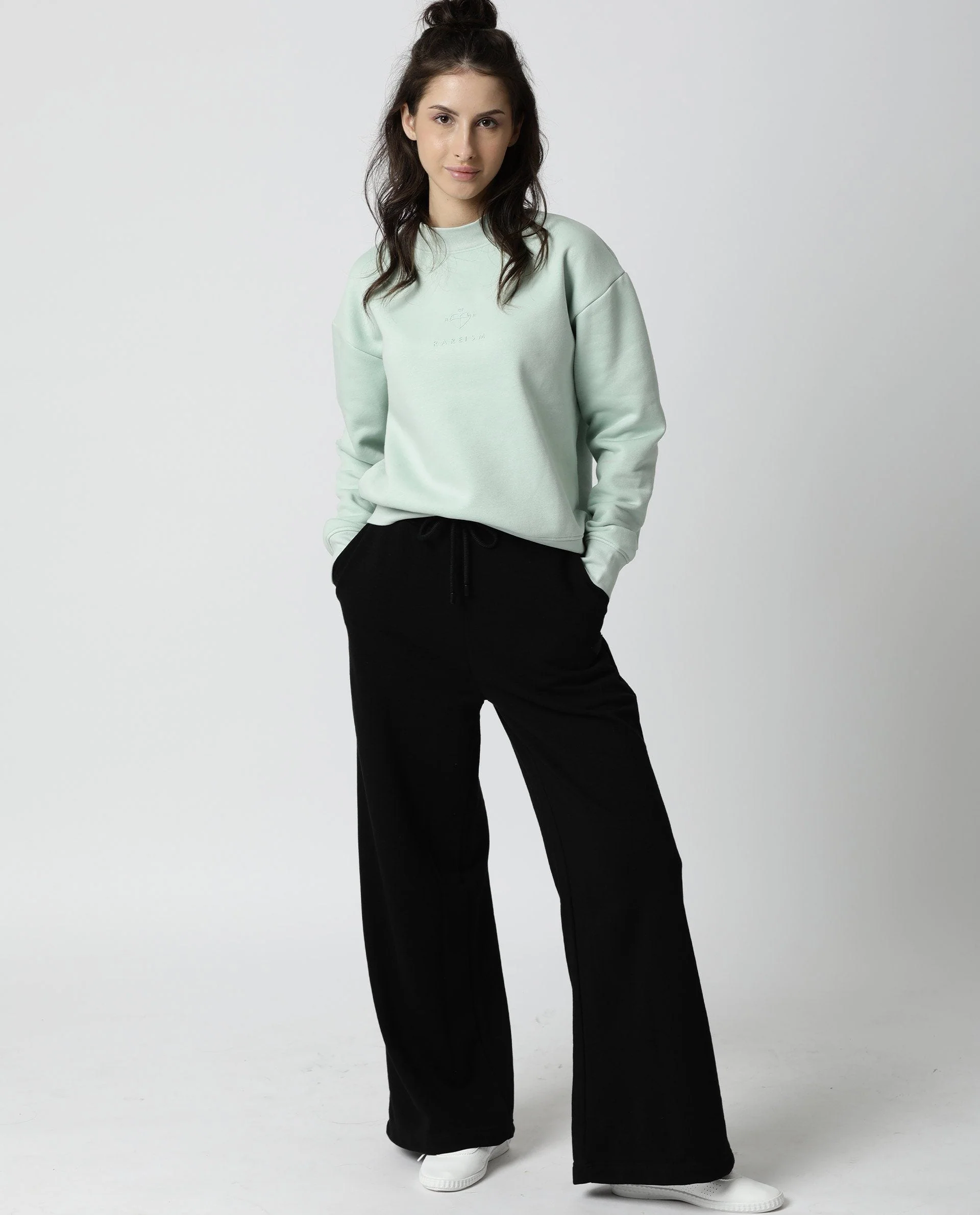 Rareism Womens Fury Green Sweatshirt Relaxed Fit Full Sleeves - Image 10