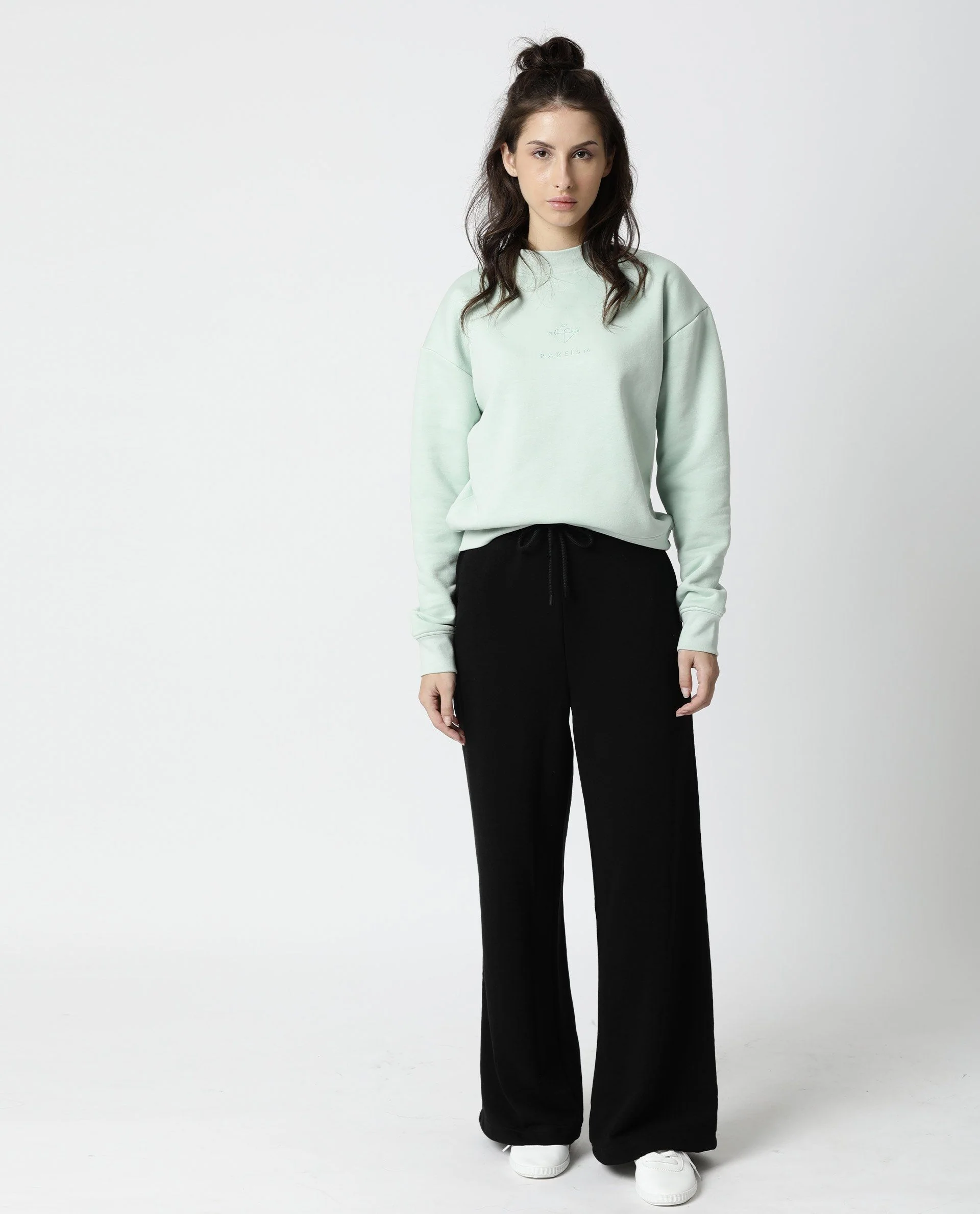 Rareism Womens Fury Green Sweatshirt Relaxed Fit Full Sleeves - Image 3