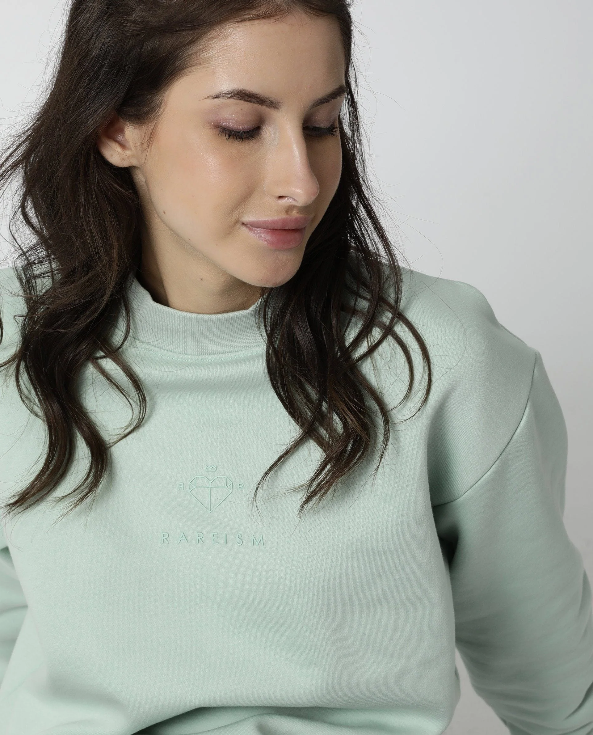 Rareism Womens Fury Green Sweatshirt Relaxed Fit Full Sleeves - Image 7