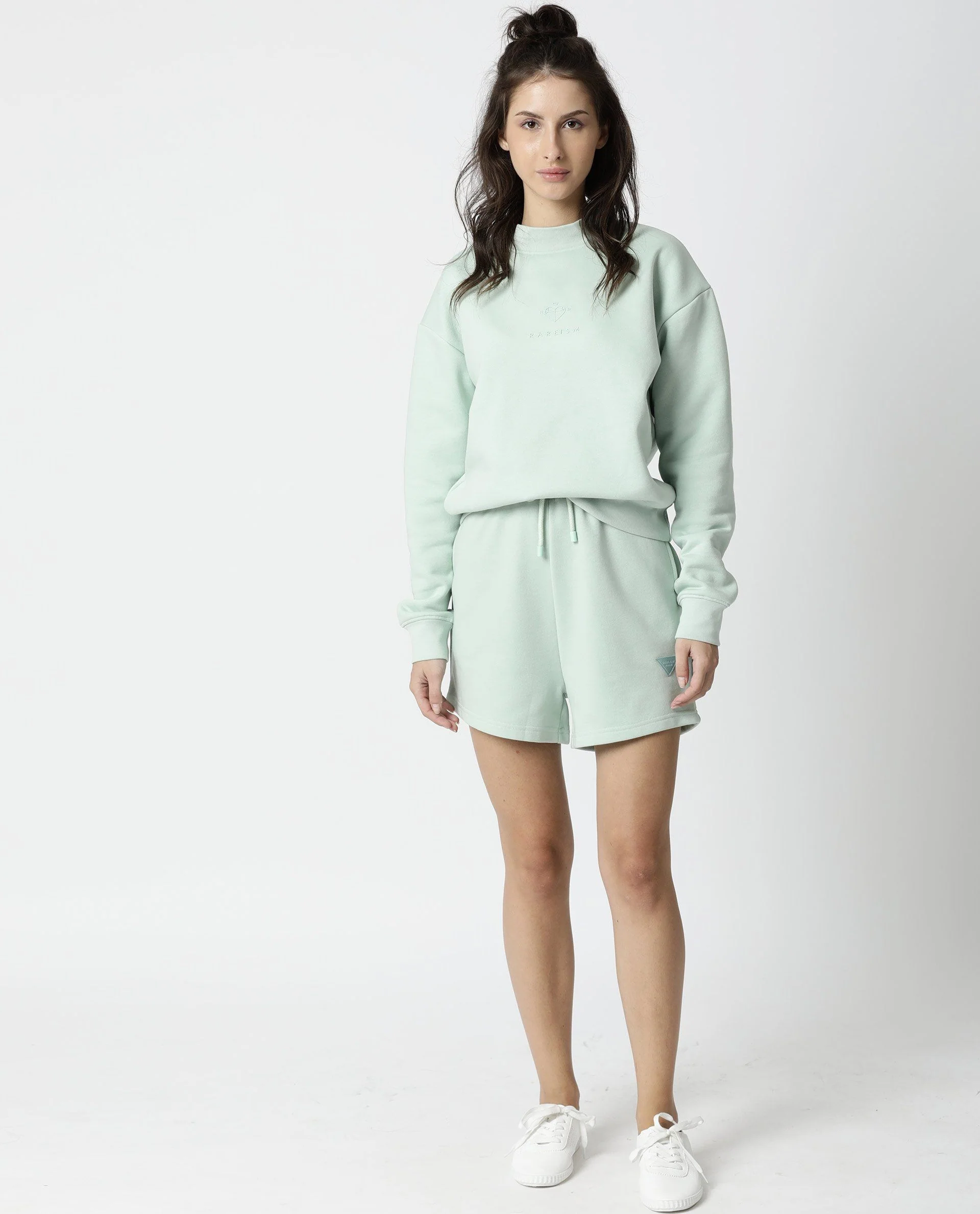 Rareism Womens Fury Green Sweatshirt Relaxed Fit Full Sleeves - Image 9