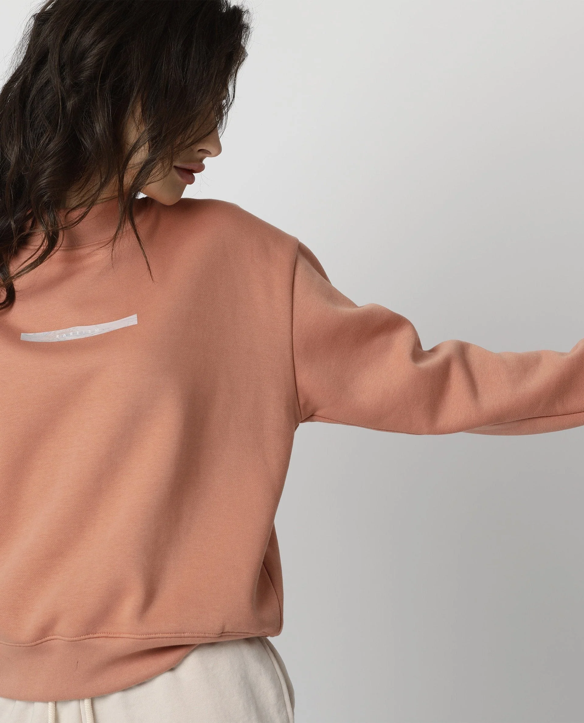 Rareism Womens Fury Orange Sweatshirt Relaxed Fit Full Sleeves - Image 11