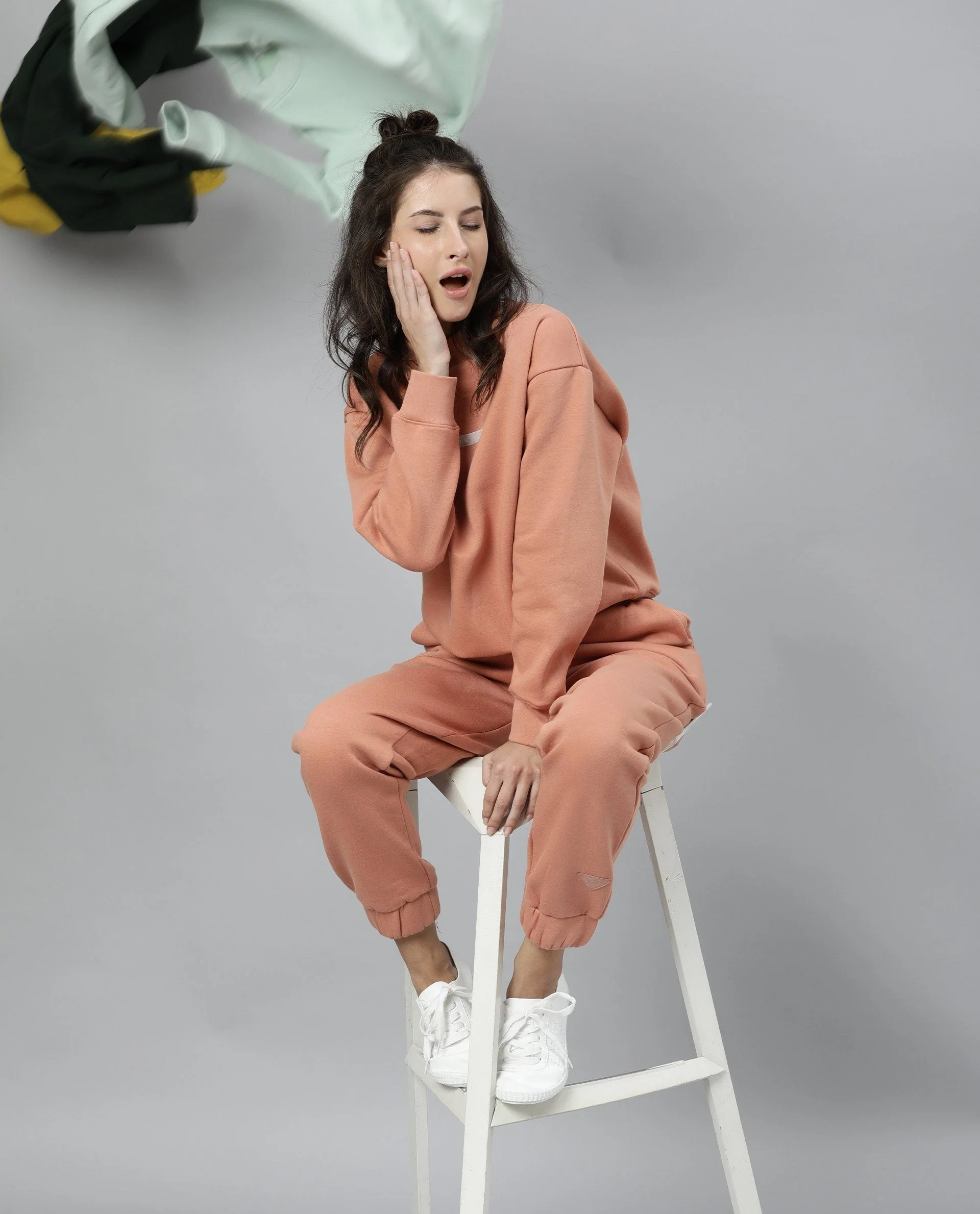 Rareism Womens Fury Orange Sweatshirt Relaxed Fit Full Sleeves - Image 2