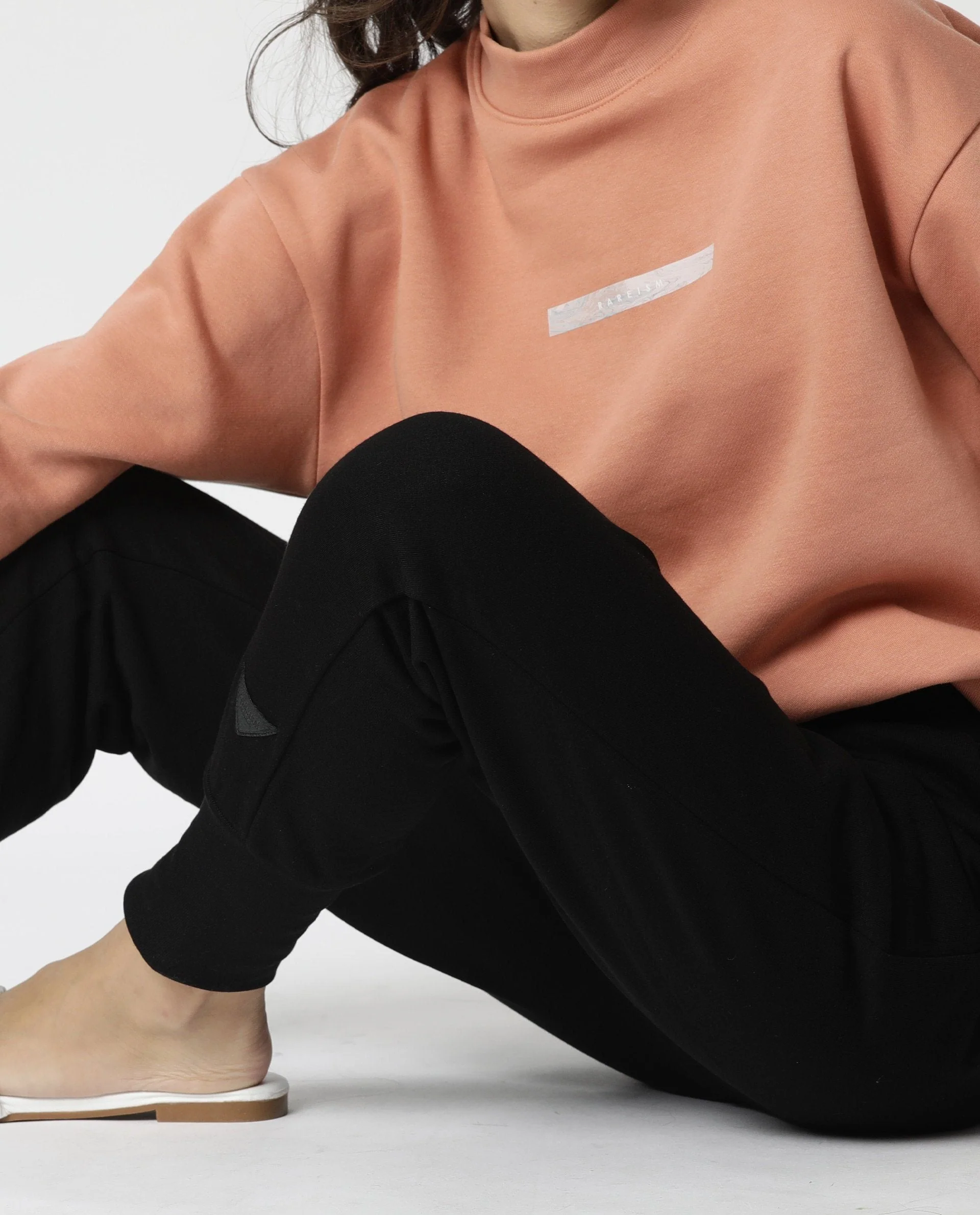 Rareism Womens Fury Orange Sweatshirt Relaxed Fit Full Sleeves - Image 3