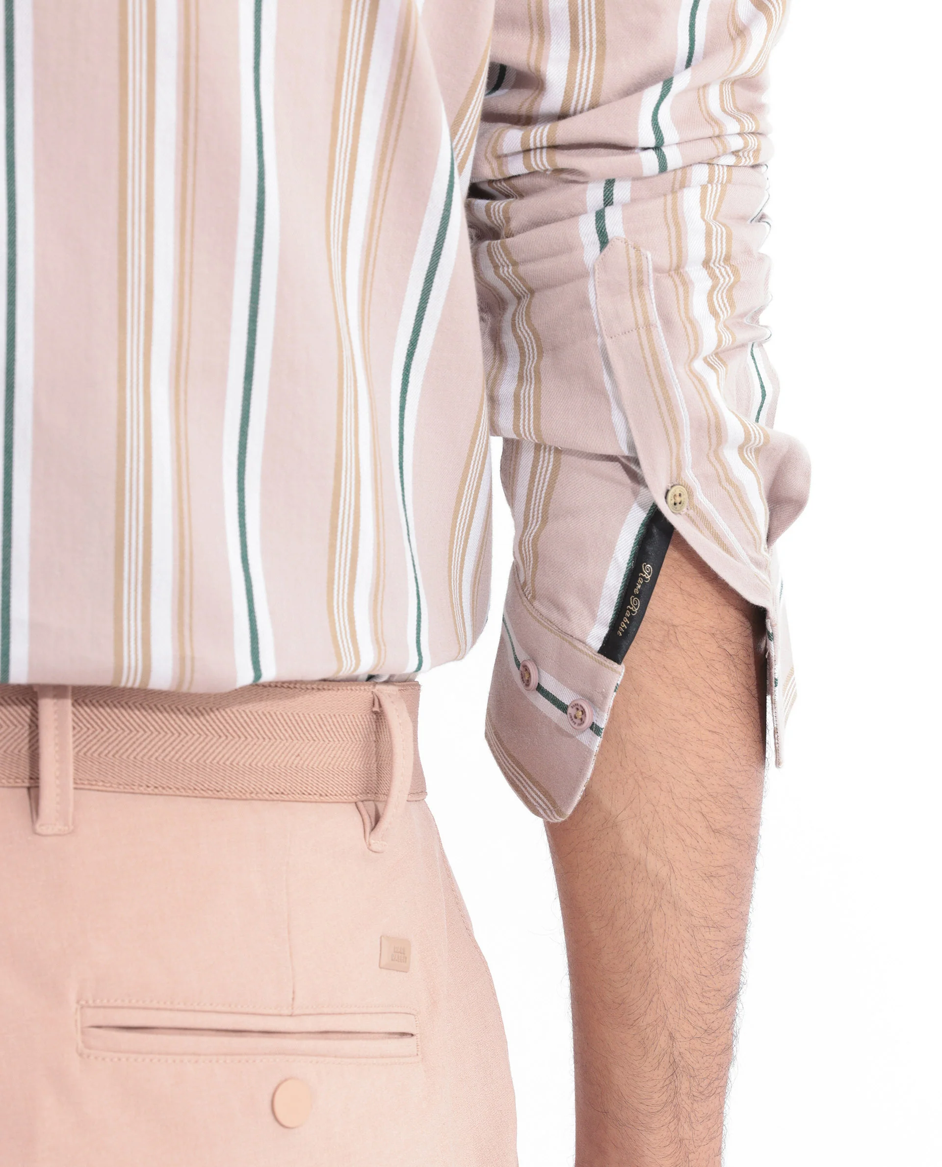 Rare Rabbit Men's Fushion Dusky Pink Cotton Striped Print Regular Fit Full Sleeve Collared Shirt - Image 4