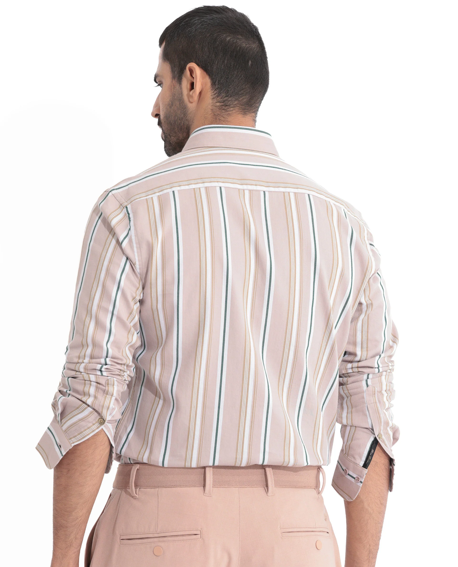 Rare Rabbit Men's Fushion Dusky Pink Cotton Striped Print Regular Fit Full Sleeve Collared Shirt - Image 7