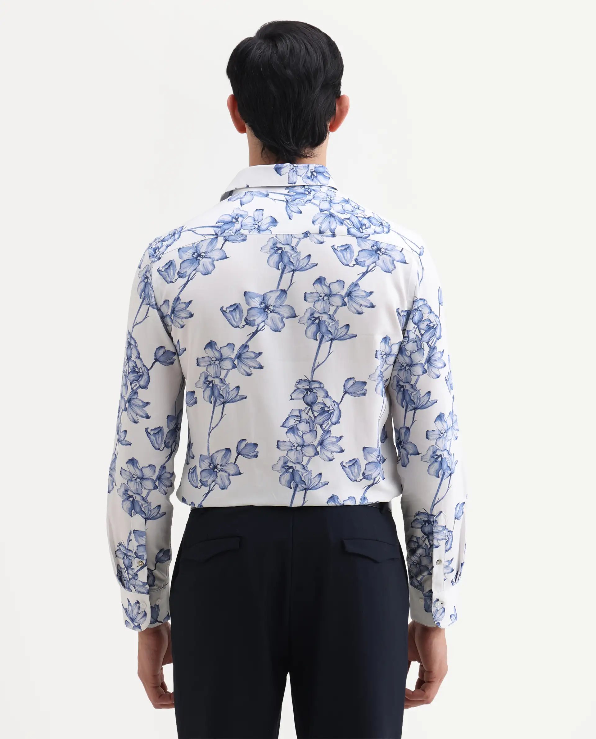 Rare Rabbit Men's Fuso White Viscose Fabric Full Sleeve Spread Collar Regular Floral Print Shirt - Image 7