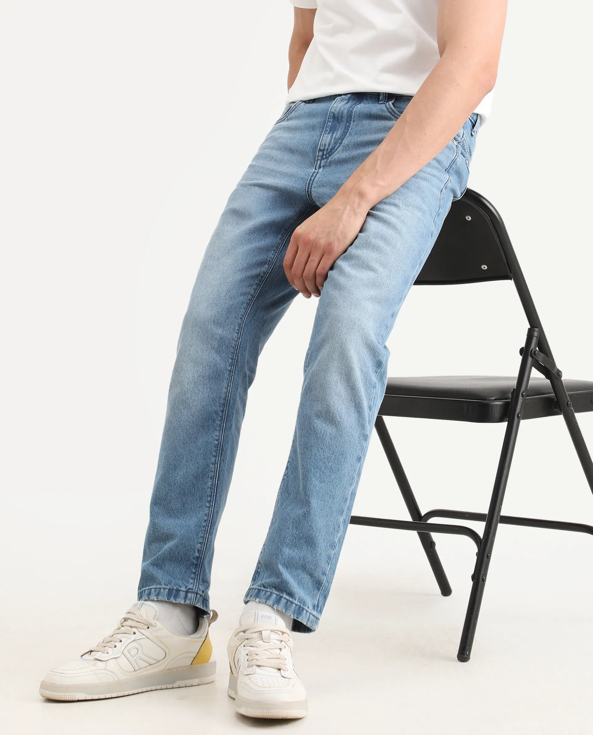 Rare Rabbit Men's Fynn Light Blue Cotton Fabric Kurt Carrot Plain Jeans - Image 2
