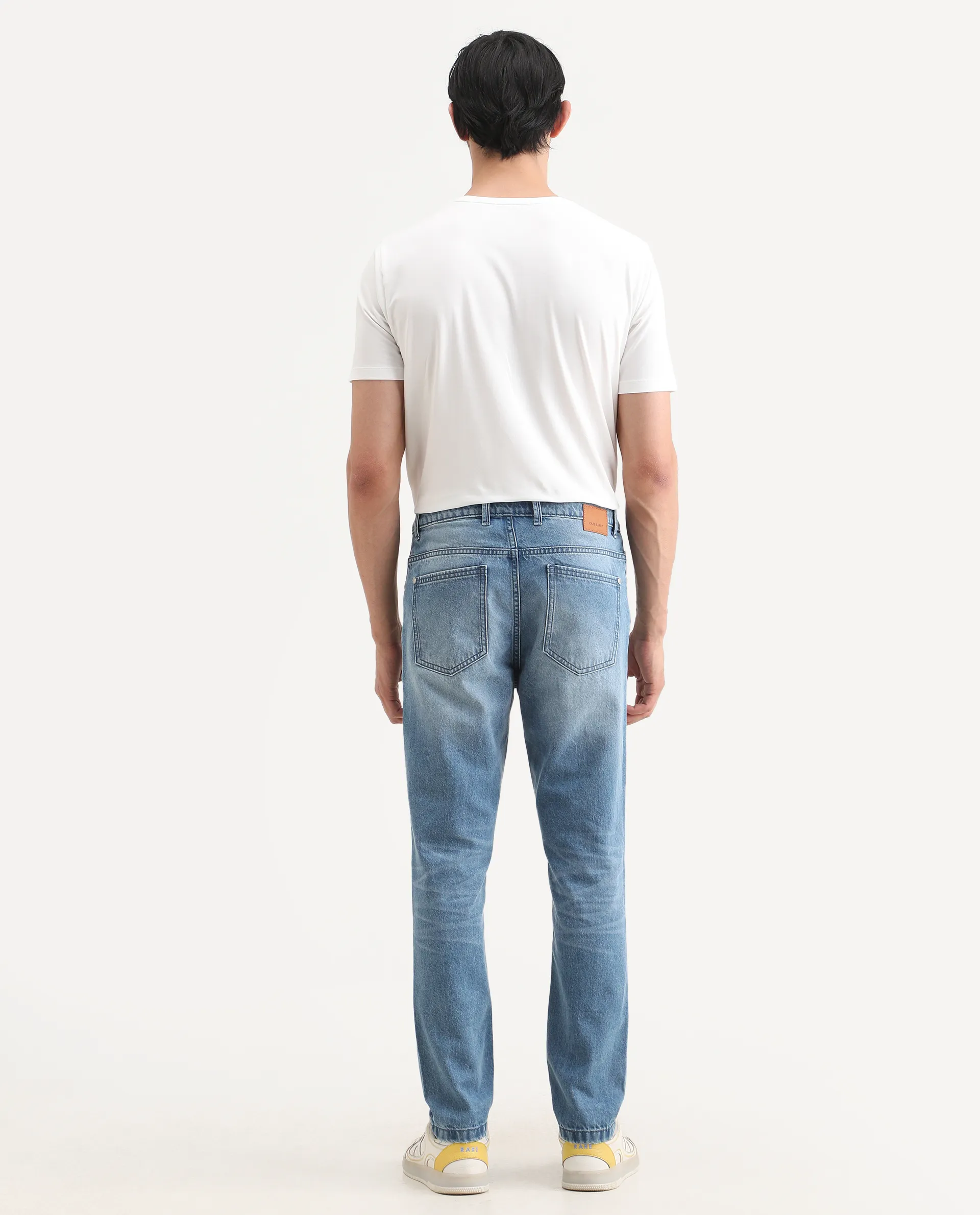 Rare Rabbit Men's Fynn Light Blue Cotton Fabric Kurt Carrot Plain Jeans - Image 9