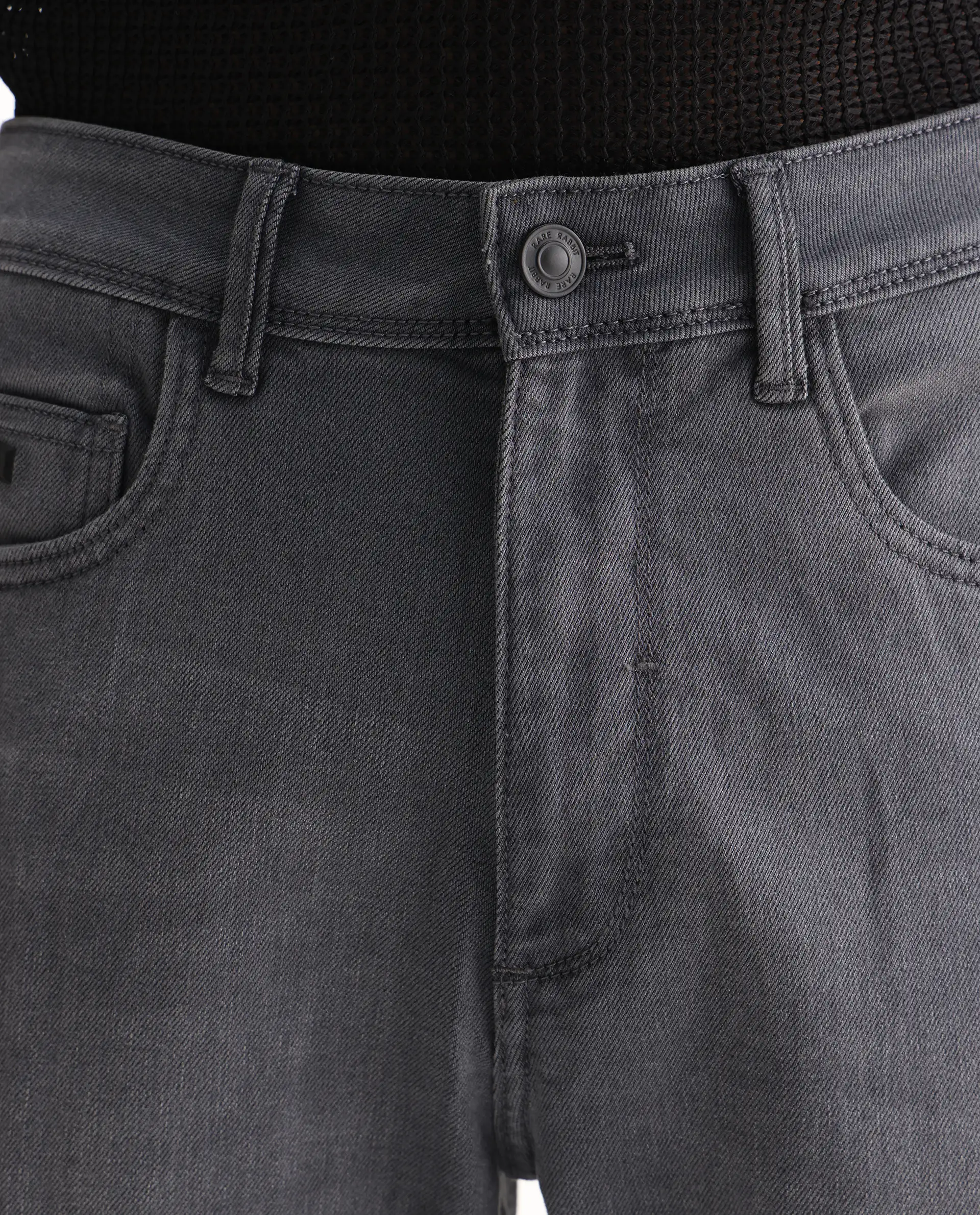 Rare Rabbit Men's Fyod Grey Cotton Plain Morris Regular Fit Jeans - Image 3
