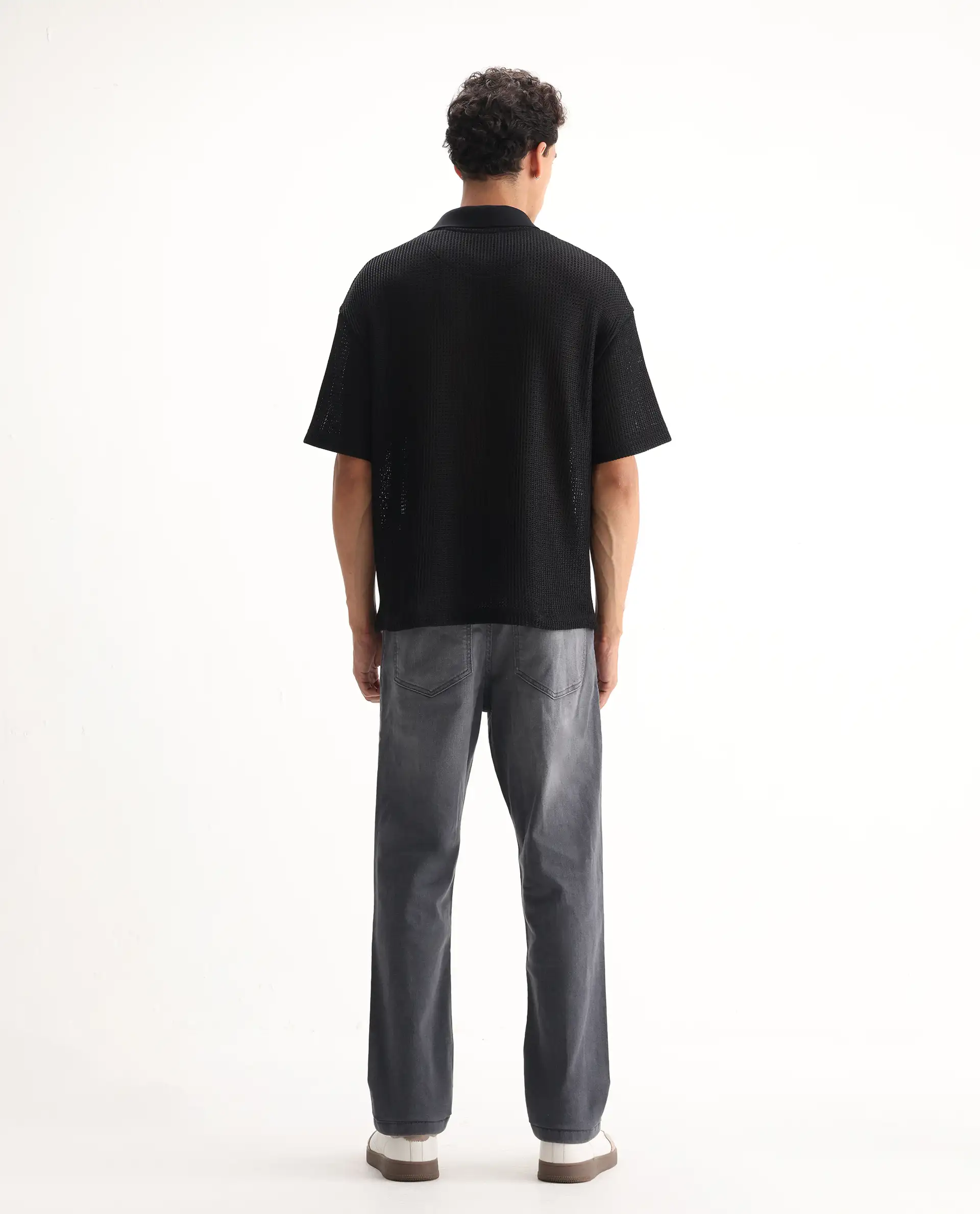 Rare Rabbit Men's Fyod Grey Cotton Plain Morris Regular Fit Jeans - Image 9