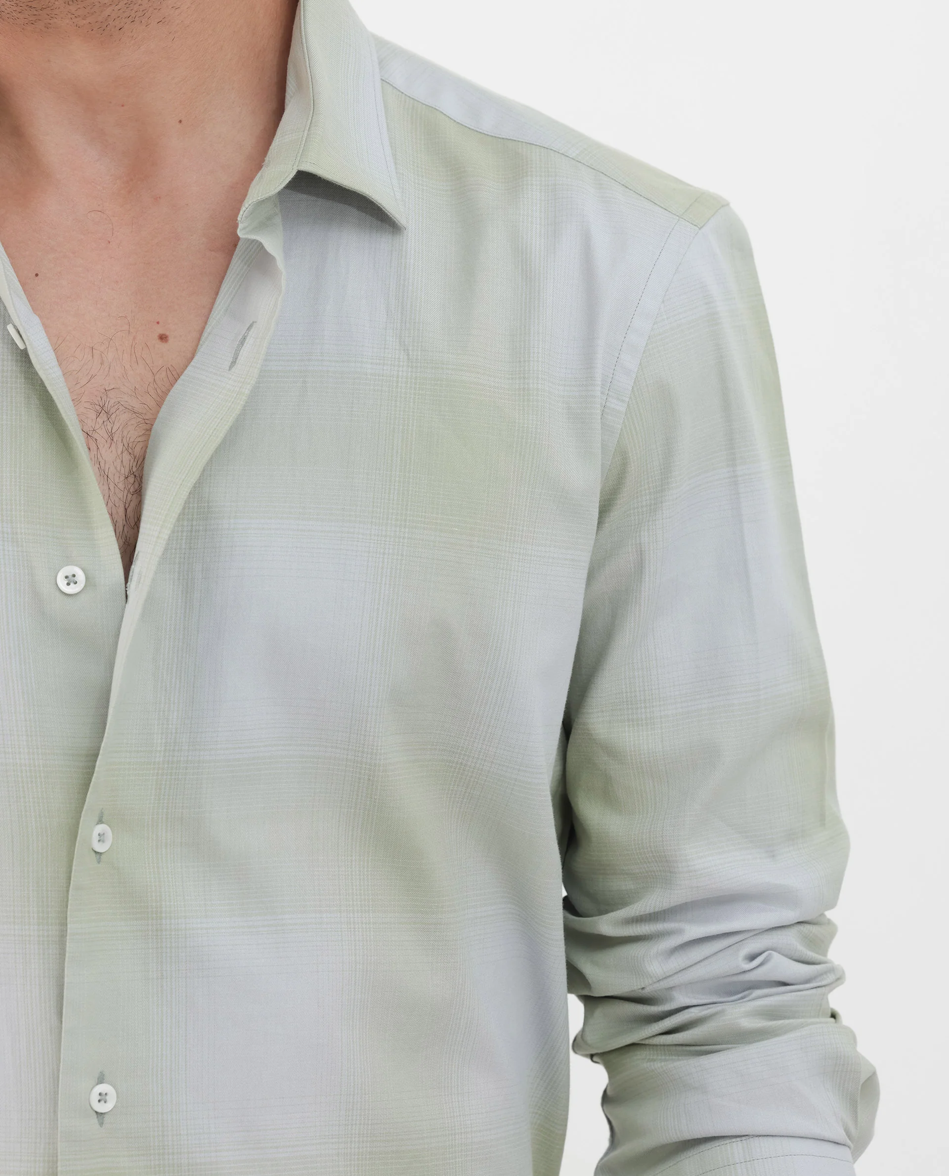 Rare Rabbit Men's Gabin Dusky Green Cotton Checked Print Regular Fit Full Sleeve Collared Shirt - Image 5