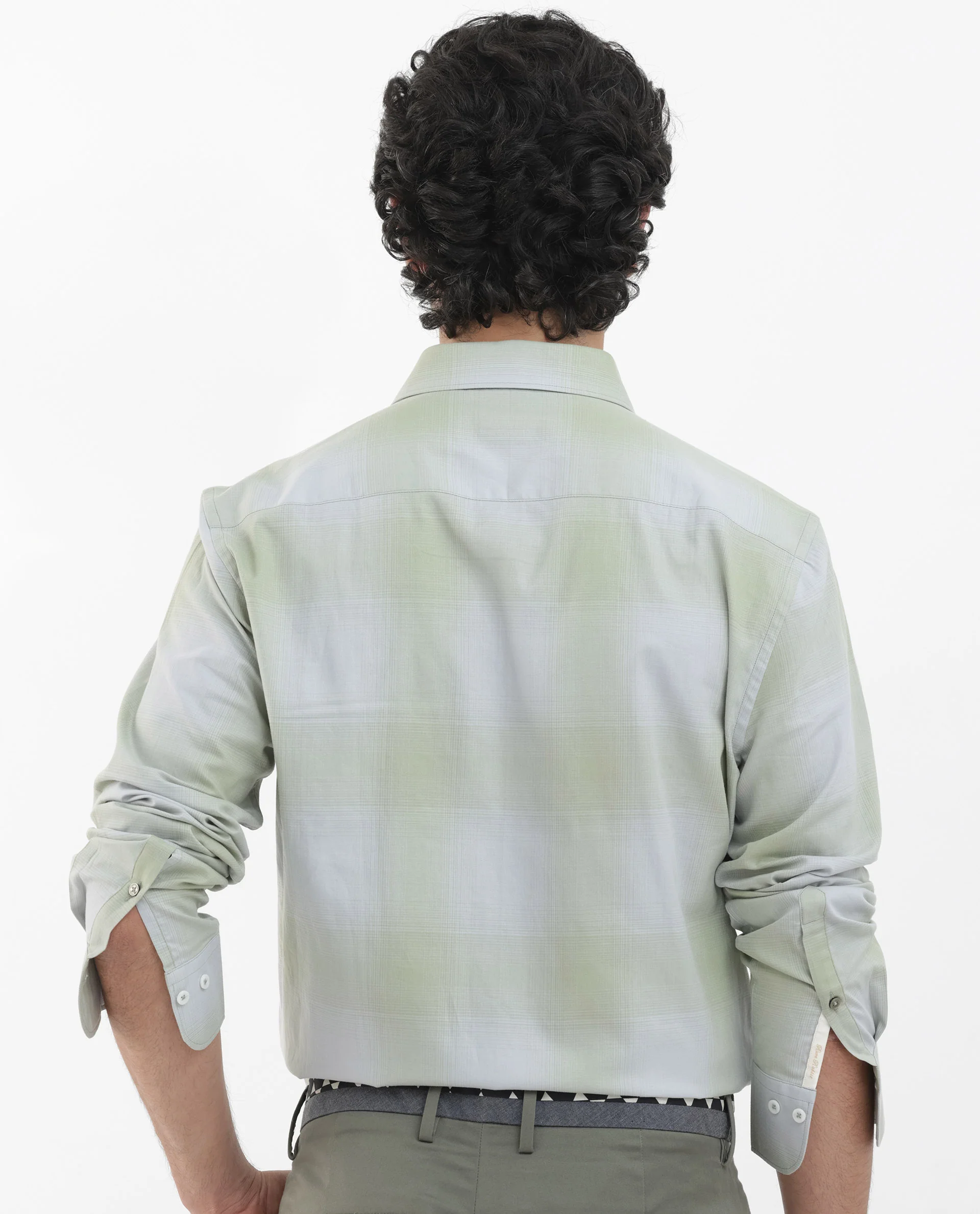 Rare Rabbit Men's Gabin Dusky Green Cotton Checked Print Regular Fit Full Sleeve Collared Shirt - Image 9