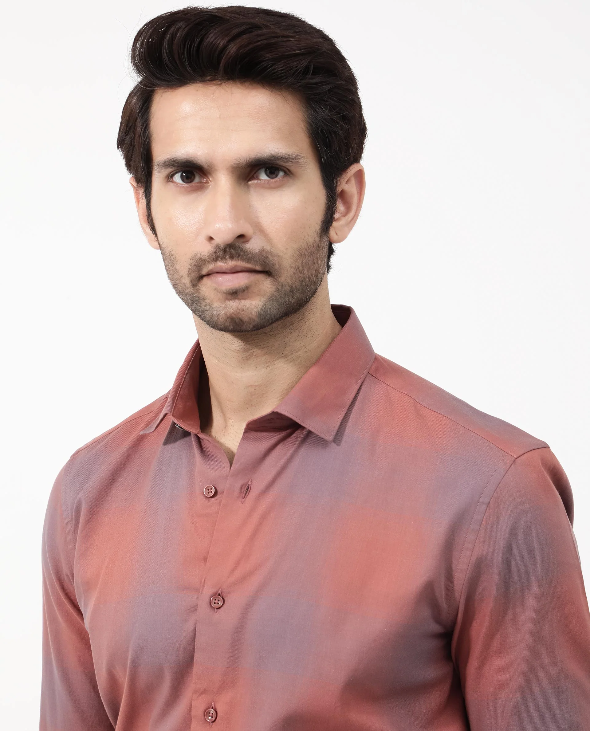 Rare Rabbit Men's Gabin Light Rust Cotton Checked Print Regular Fit Full Sleeve Collared Shirt - Image 9
