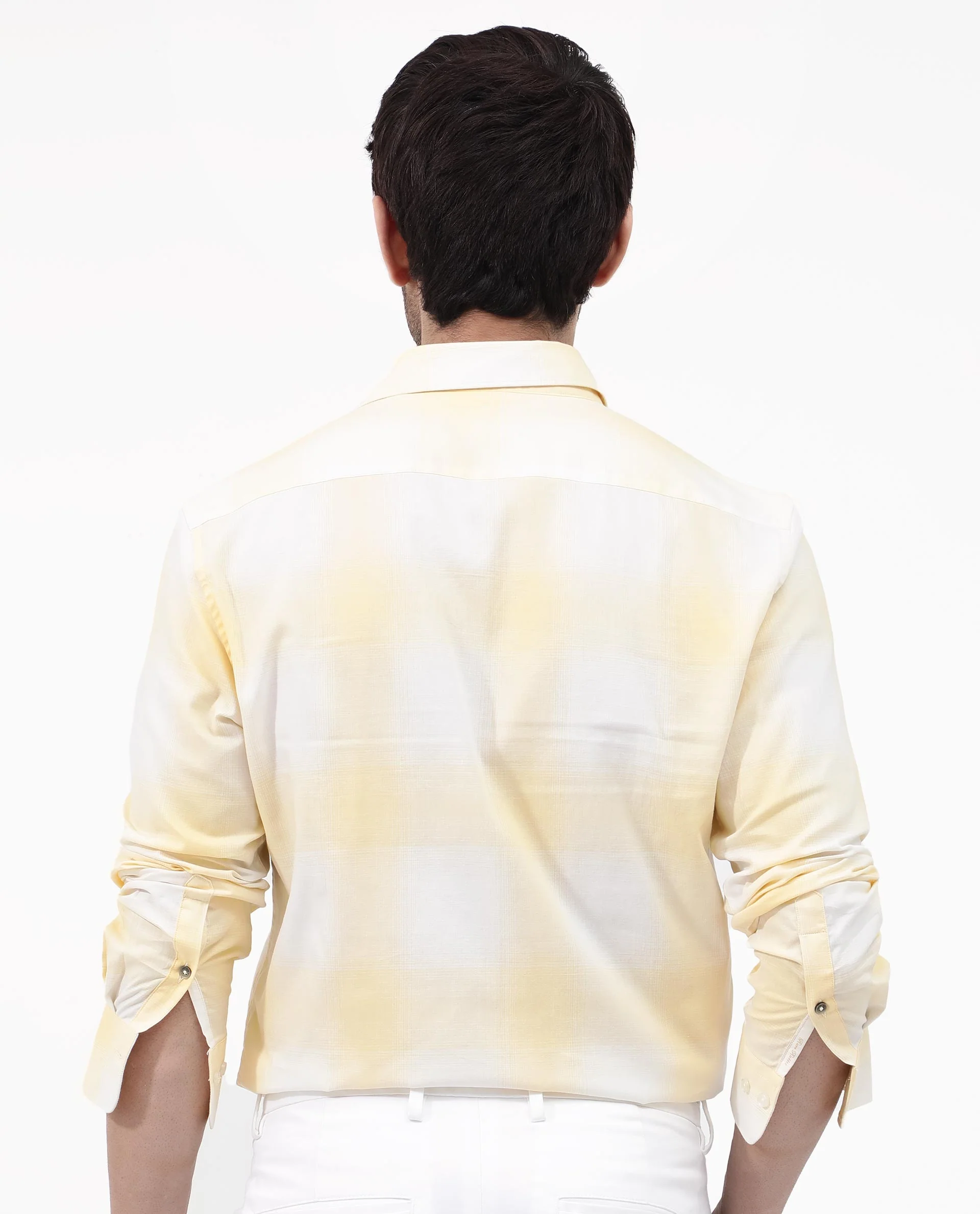 Rare Rabbit Men's Gabin Light Yellow Cotton Checked Print Regular Fit Full Sleeve Collared Shirt - Image 8