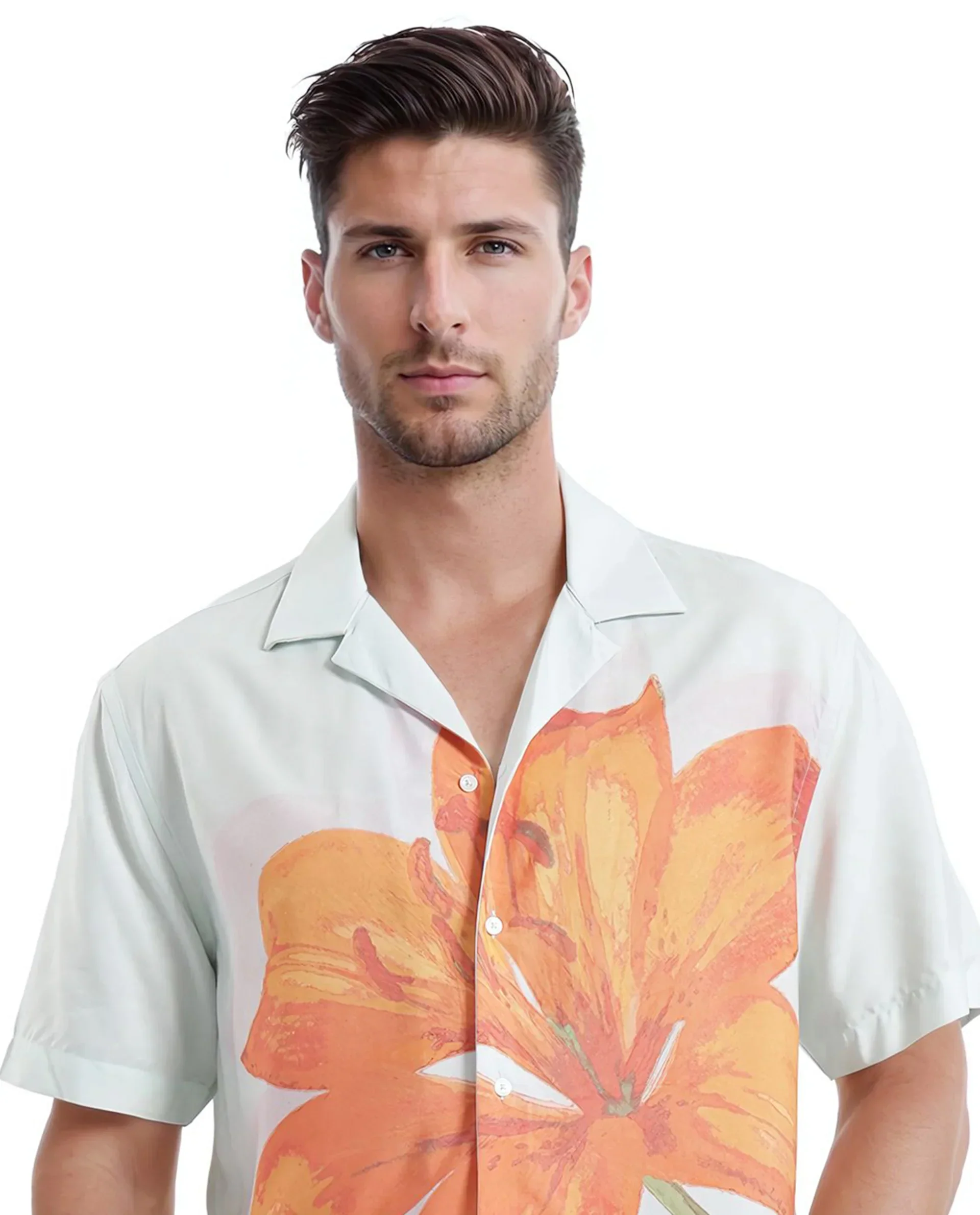 Rare Rabbit Men's Gacrux Pastel Green Cotton Floral Print Boxy Fit Half Sleeve Cuban Collar Shirt - Image 2