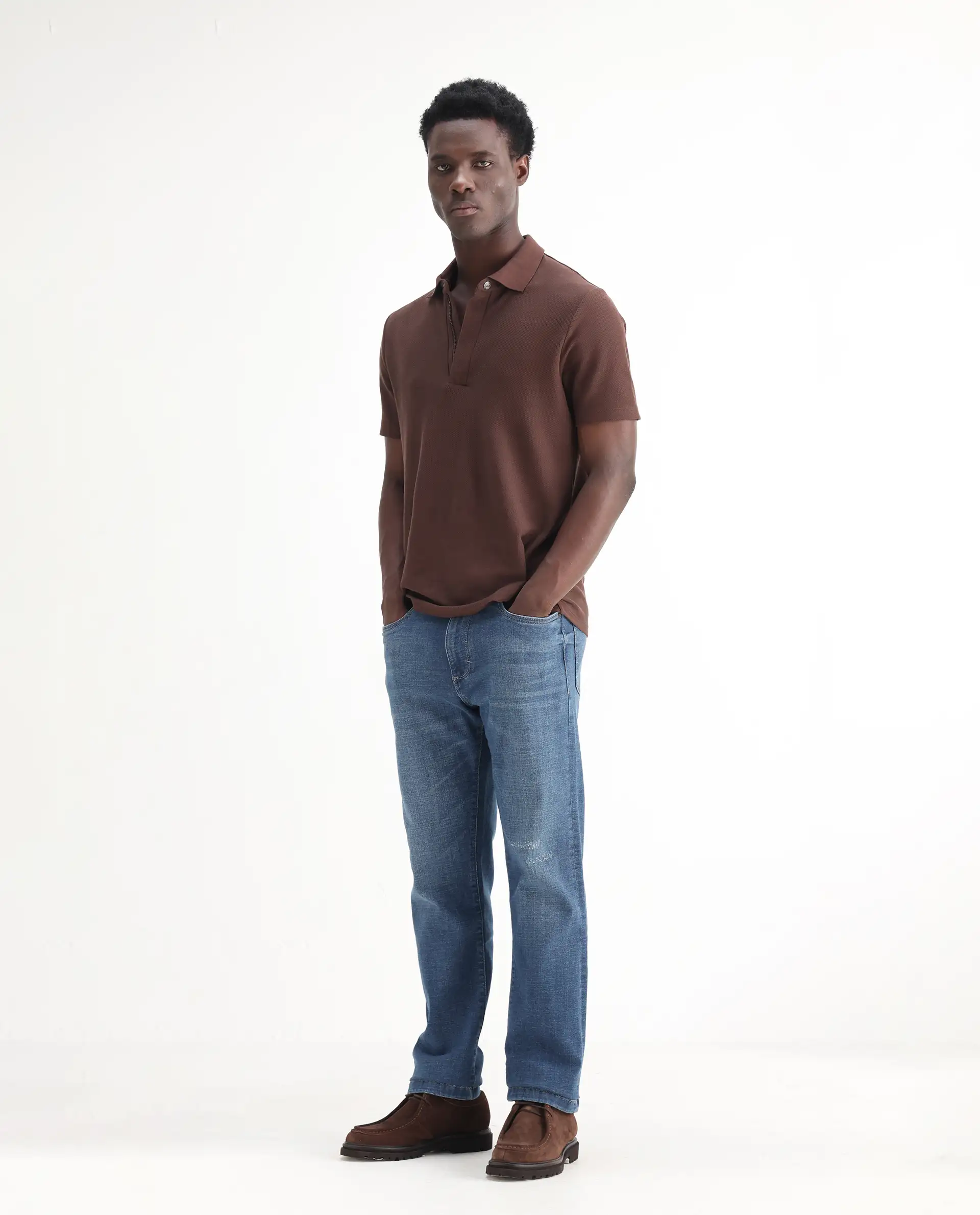 Rare Rabbit Men's Gala Blue Cotton Blend Plain Morris Regular Fit Jeans - Image 7