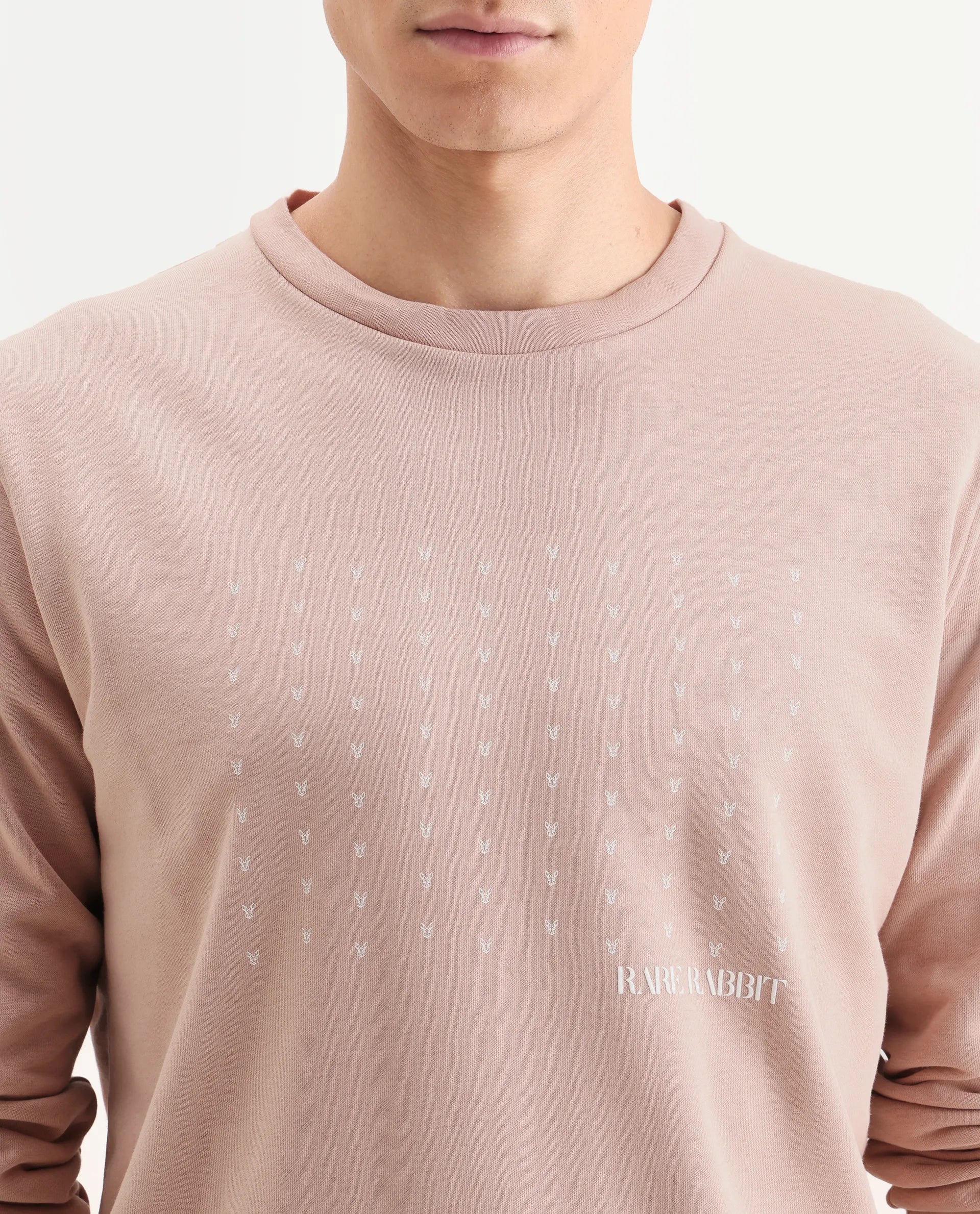 Rare Rabbit Men's Gale Beige Cotton Graphic Print Regular Fit Full Sleeve Crew Neck Sweatshirt - Image 3