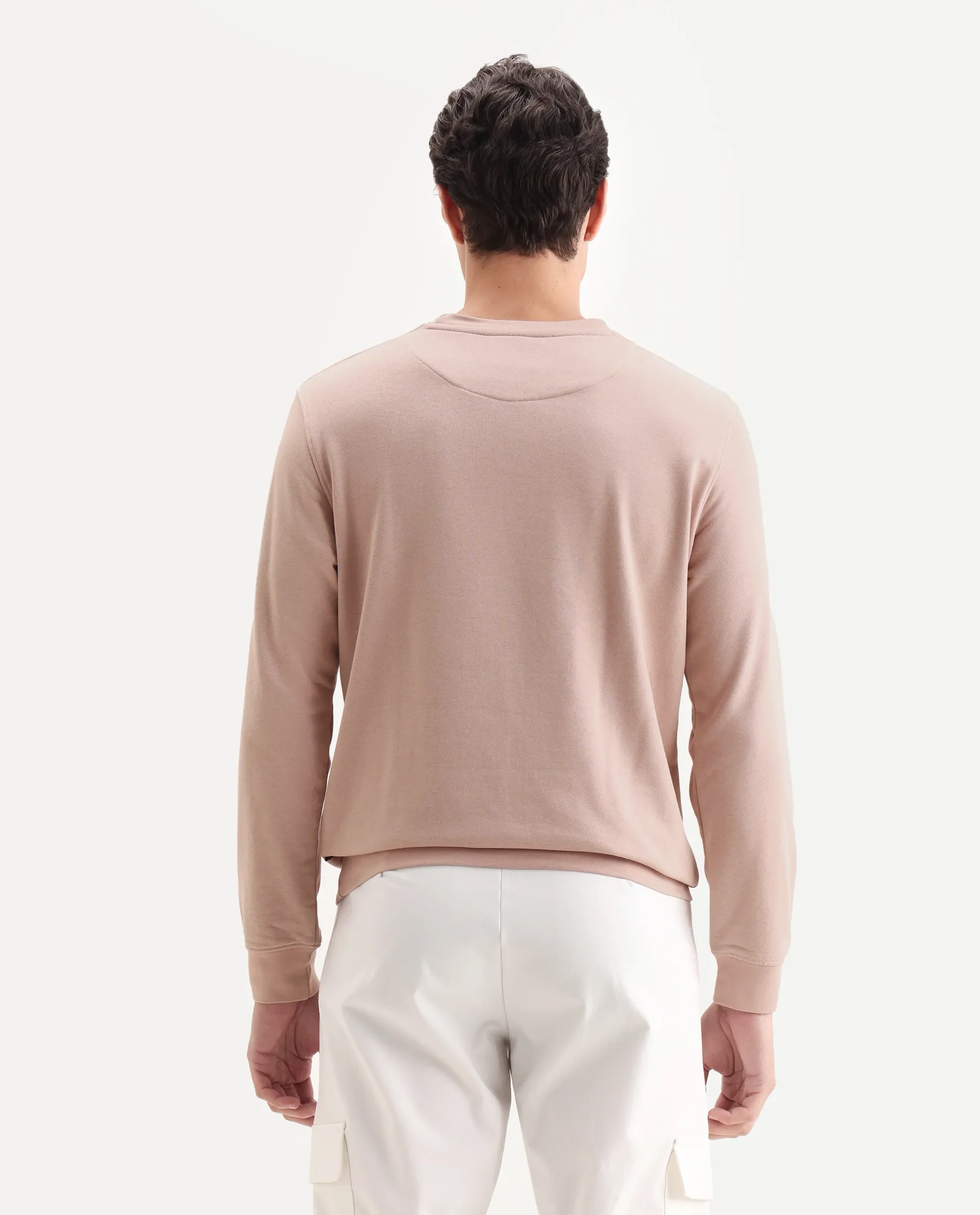 Rare Rabbit Men's Gale Beige Cotton Graphic Print Regular Fit Full Sleeve Crew Neck Sweatshirt - Image 7