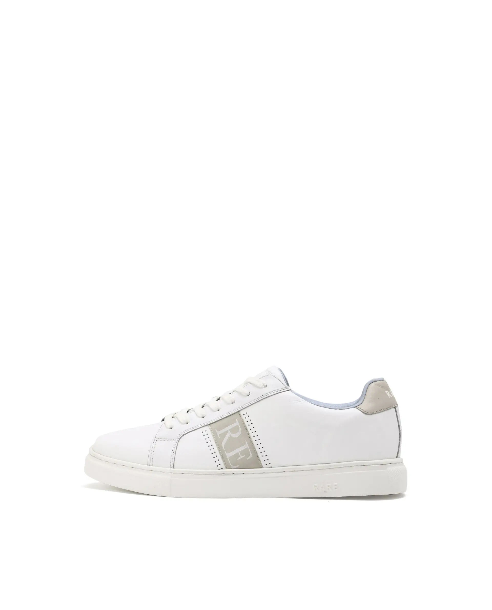 Rare Rabbit Men's Galileo White Round Toe Statement Branding Smart Casual Sneaker Shoes