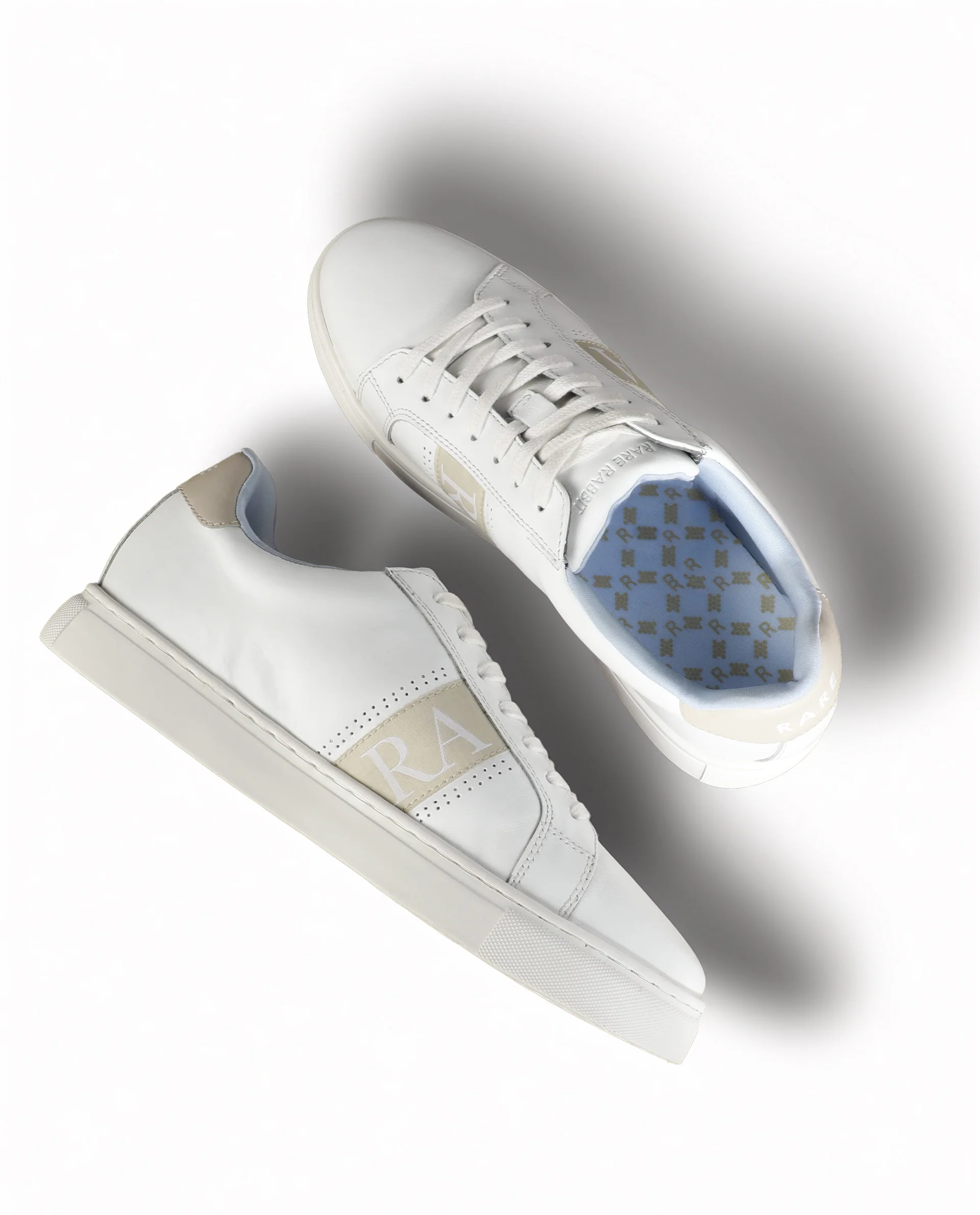 Rare Rabbit Men's Galileo White Round Toe Statement Branding Smart Casual Sneaker Shoes - Image 2