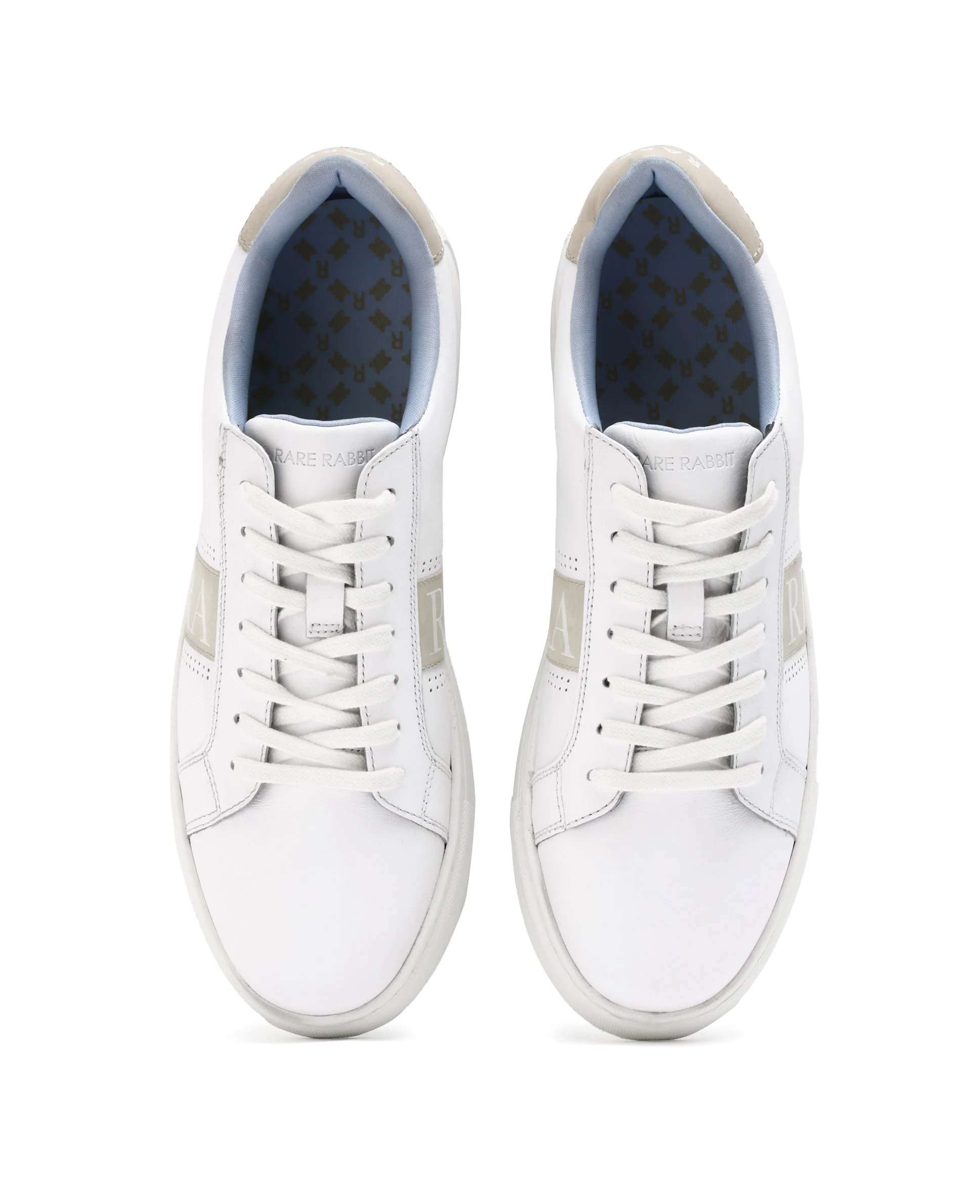 Rare Rabbit Men's Galileo White Round Toe Statement Branding Smart Casual Sneaker Shoes - Image 5