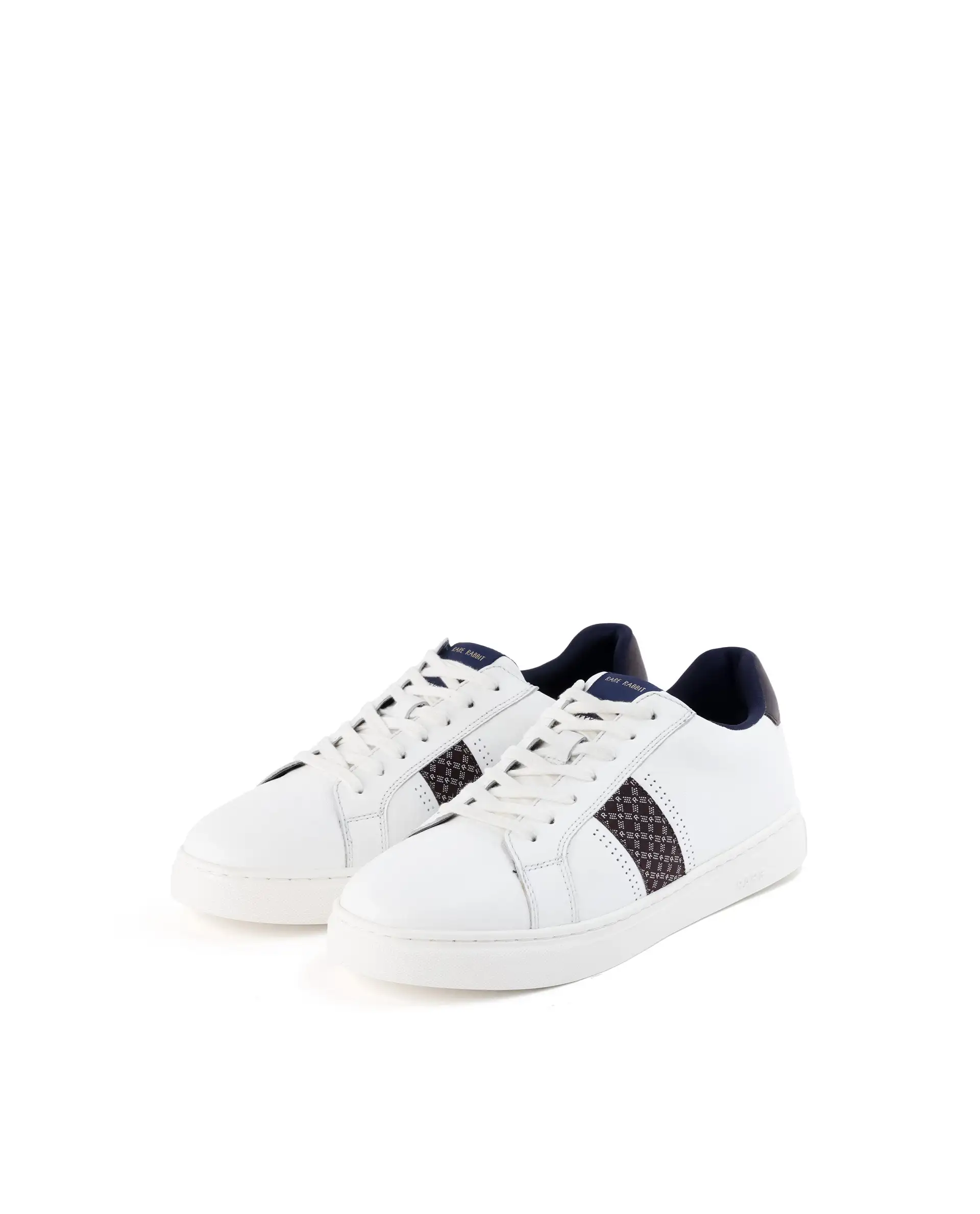 Rare Rabbit Men's Galileo Pro White Round Toe Monogram Branding Smart Casual Sneaker Shoes - Image 3