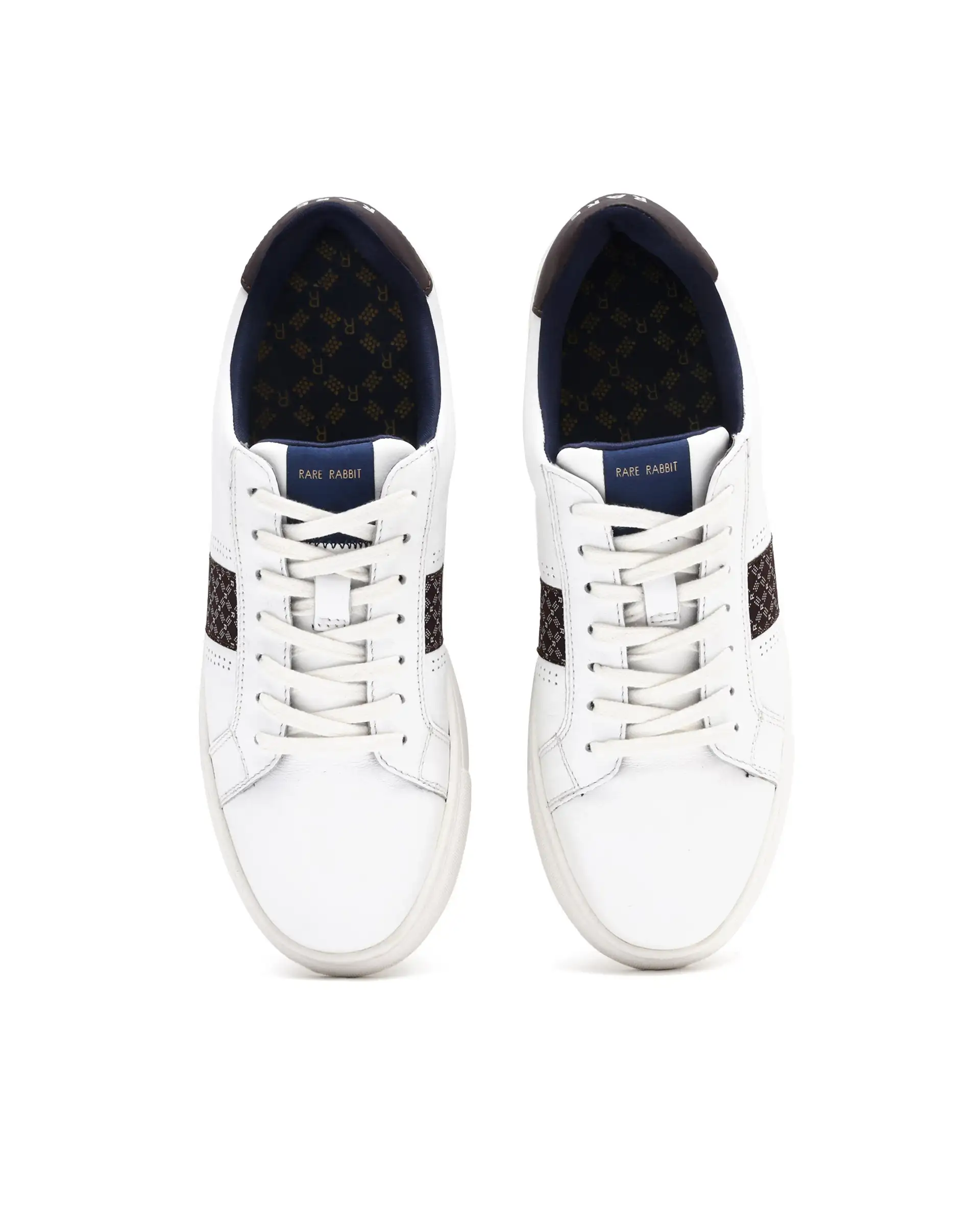 Rare Rabbit Men's Galileo Pro White Round Toe Monogram Branding Smart Casual Sneaker Shoes - Image 4