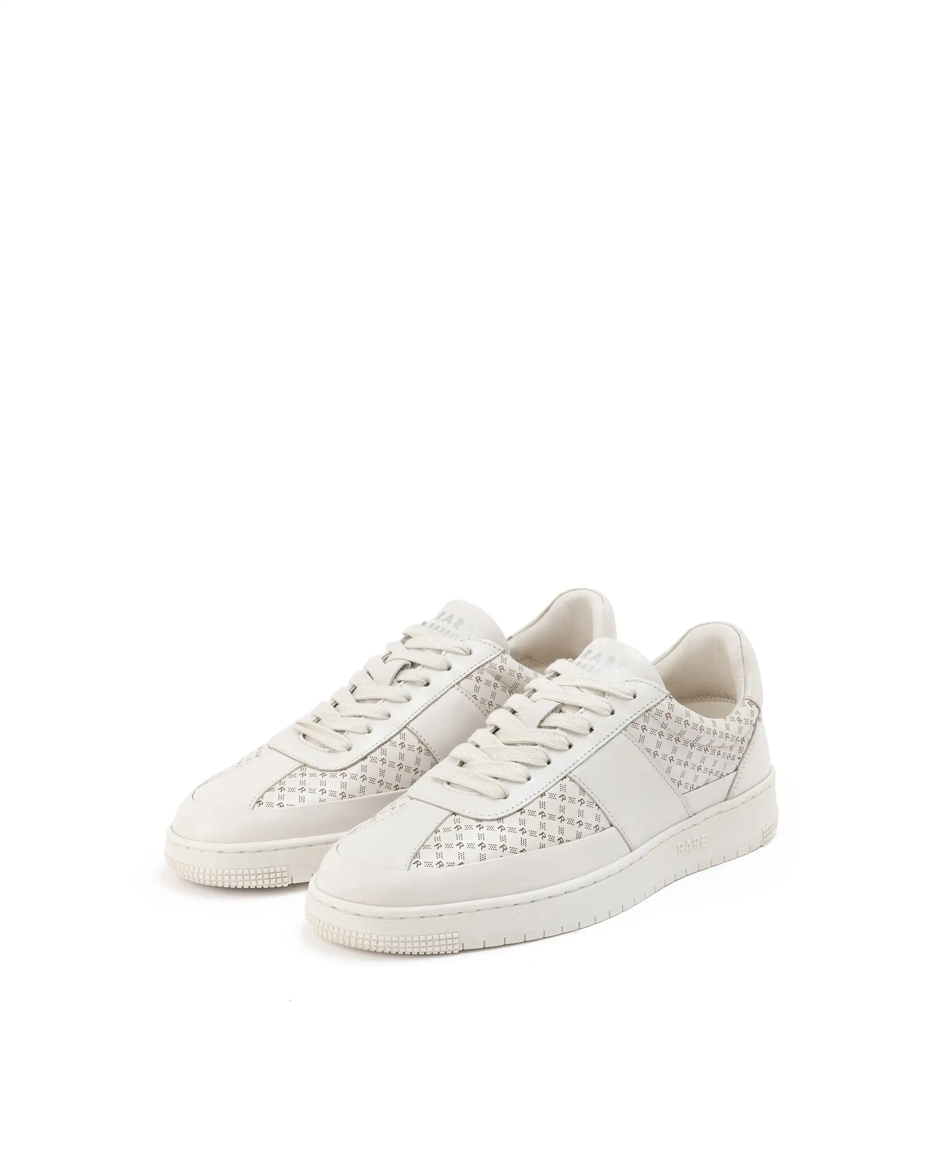 Rare Rabbit Men's Galileo Stellar Ivory Genuine Leather Monogram Print Low-Top Sneaker Shoes - Image 3