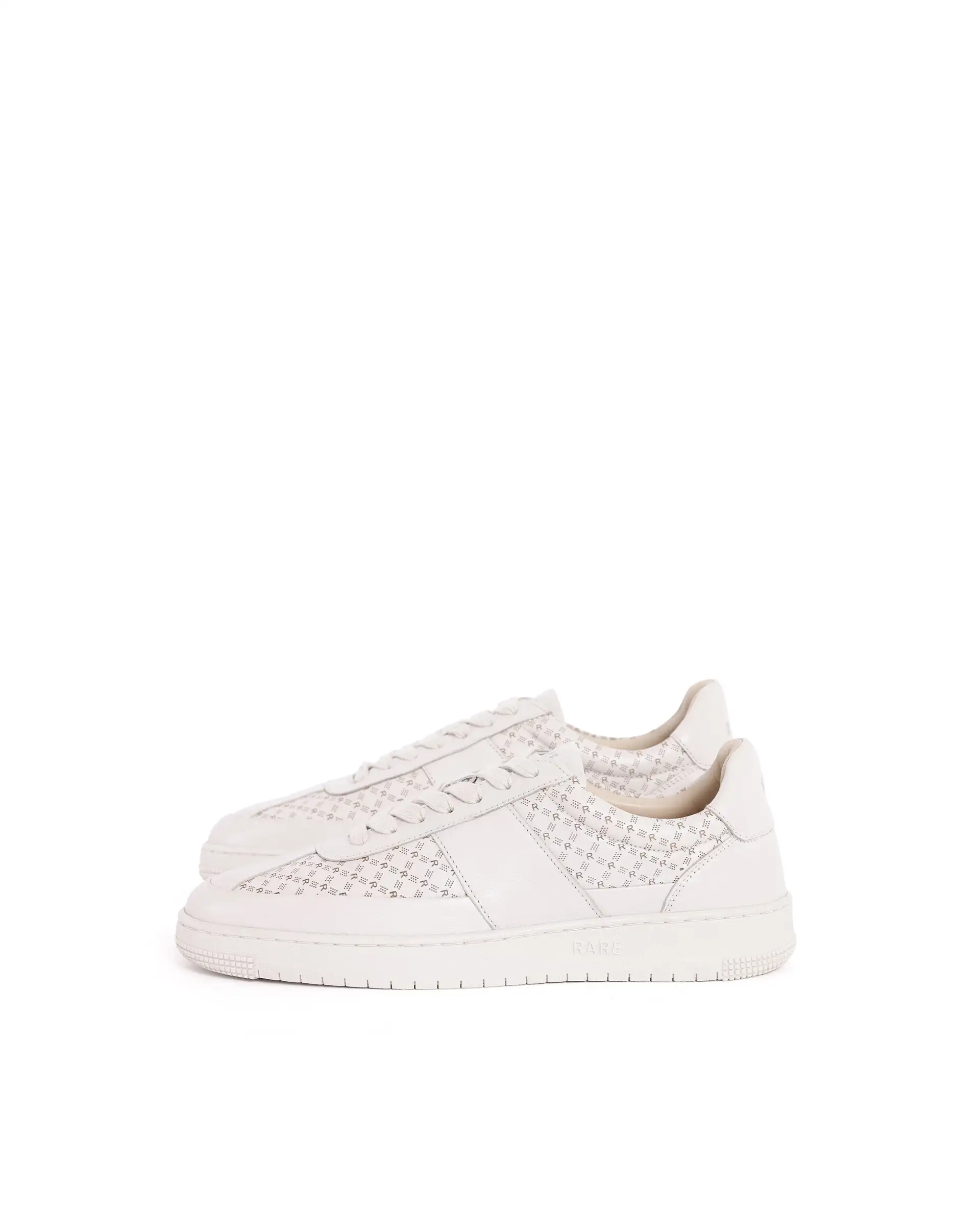 Rare Rabbit Men's Galileo Stellar Ivory Genuine Leather Monogram Print Low-Top Sneaker Shoes - Image 5