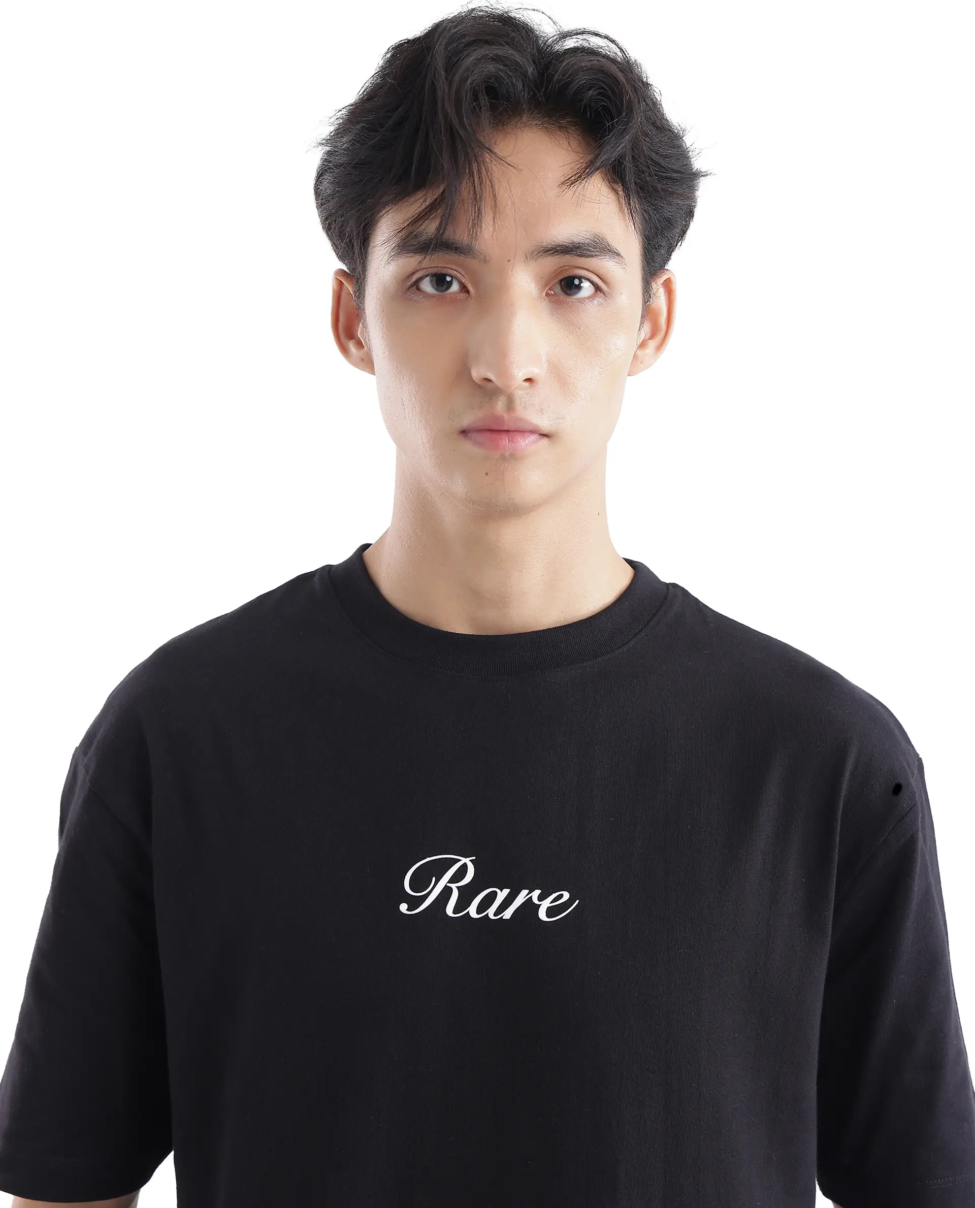 Rare Rabbit Men's Galle Black Cotton Graphic Print Oversized Fit Half Sleeve Crew Neck T-Shirt - Image 5