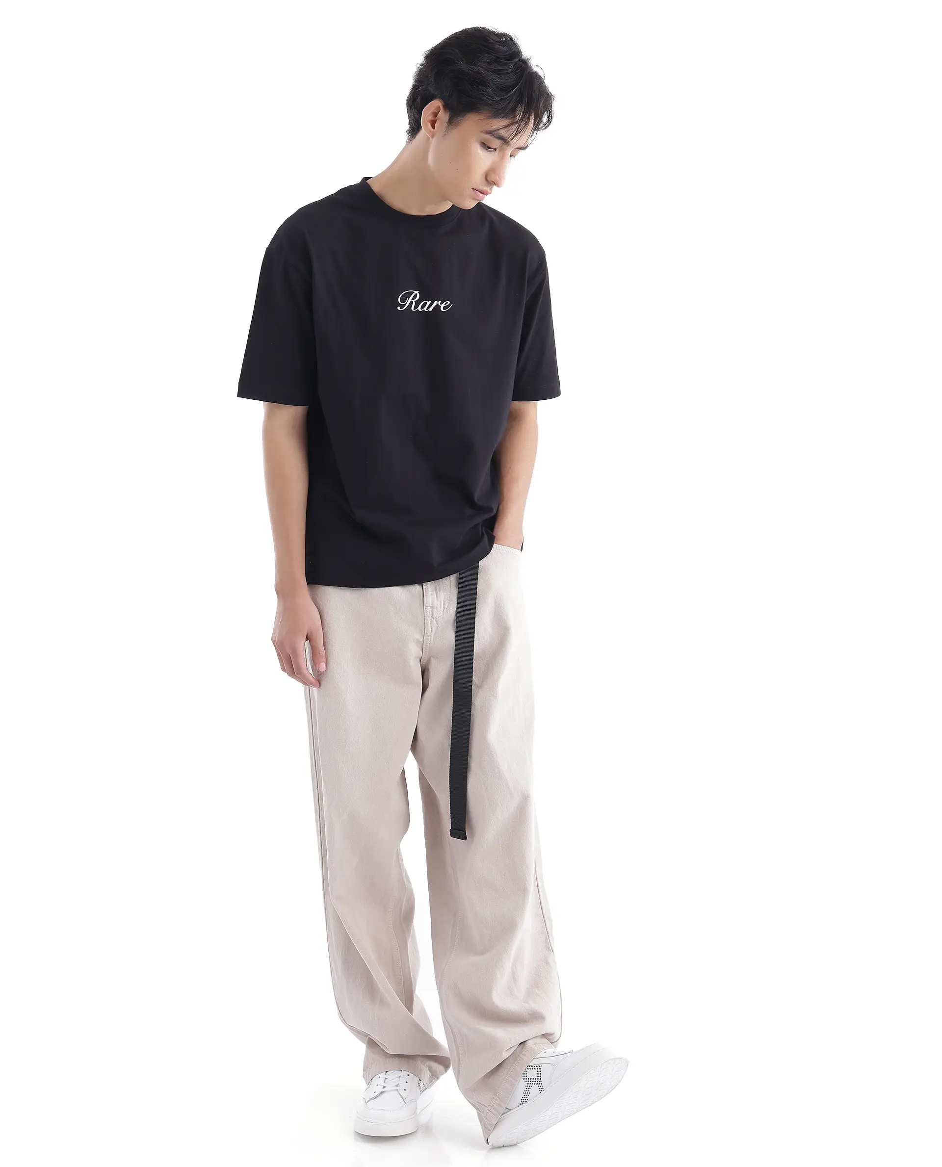 Rare Rabbit Men's Galle Black Cotton Graphic Print Oversized Fit Half Sleeve Crew Neck T-Shirt - Image 6