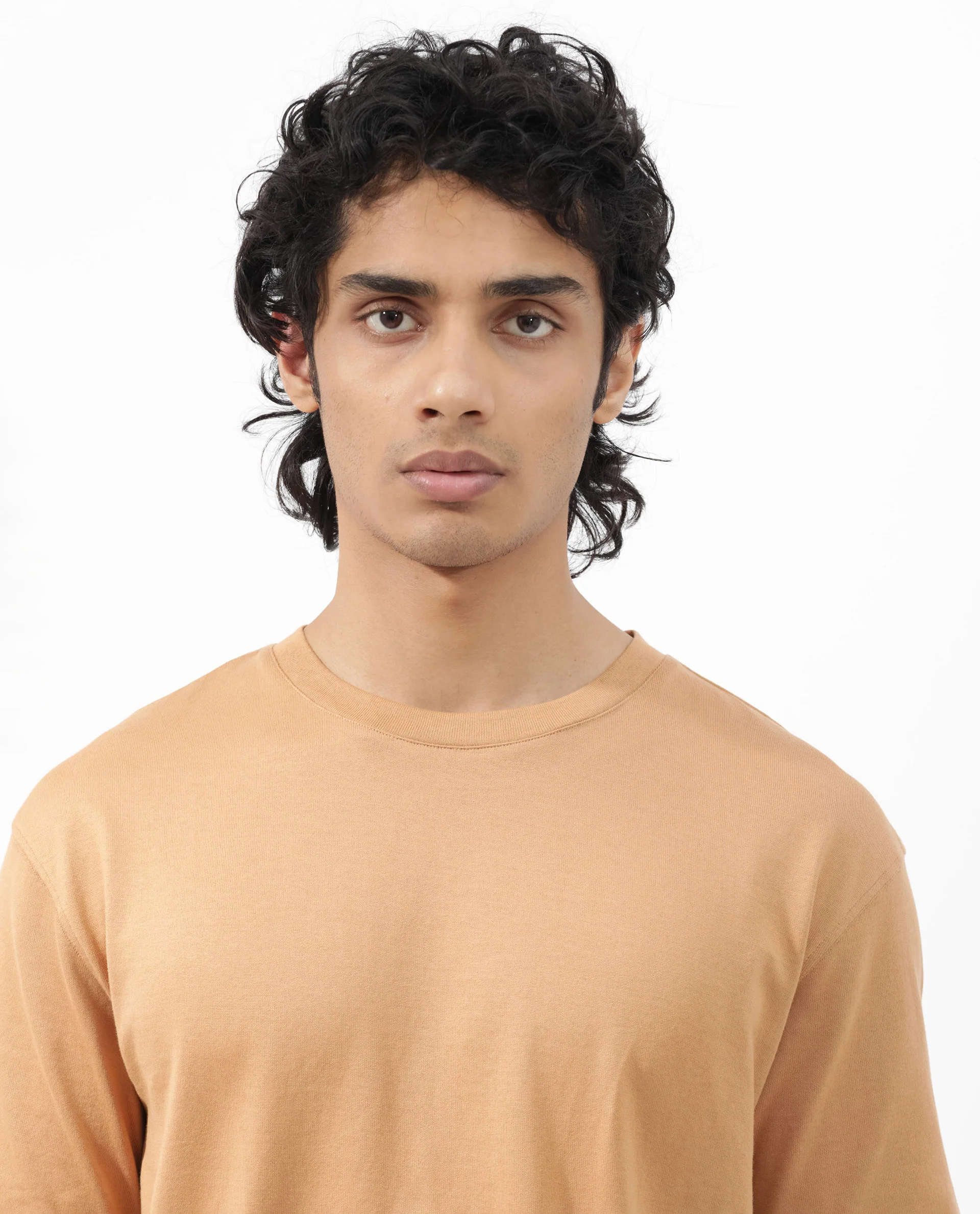 Rare Rabbit Men's Gallos Mustard Cotton Plain Oversized Fit Half Sleeve Crew Neck T-Shirt - Image 4