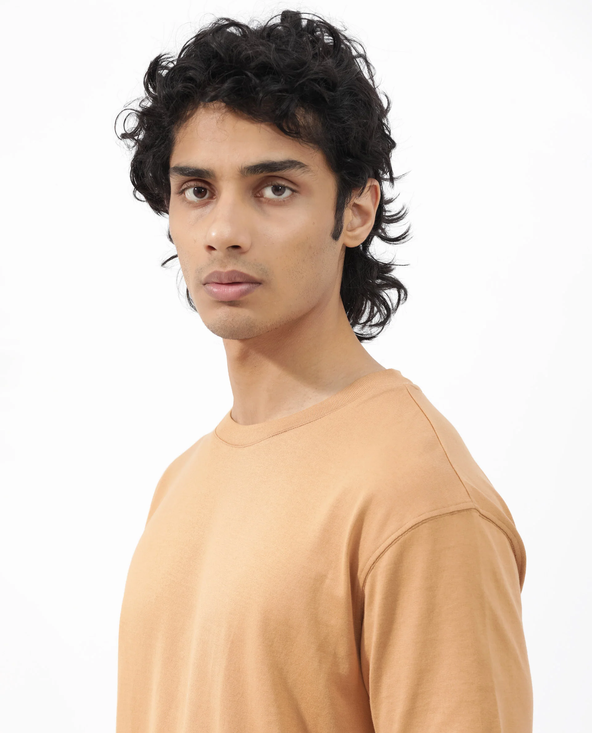 Rare Rabbit Men's Gallos Mustard Cotton Plain Oversized Fit Half Sleeve Crew Neck T-Shirt - Image 8