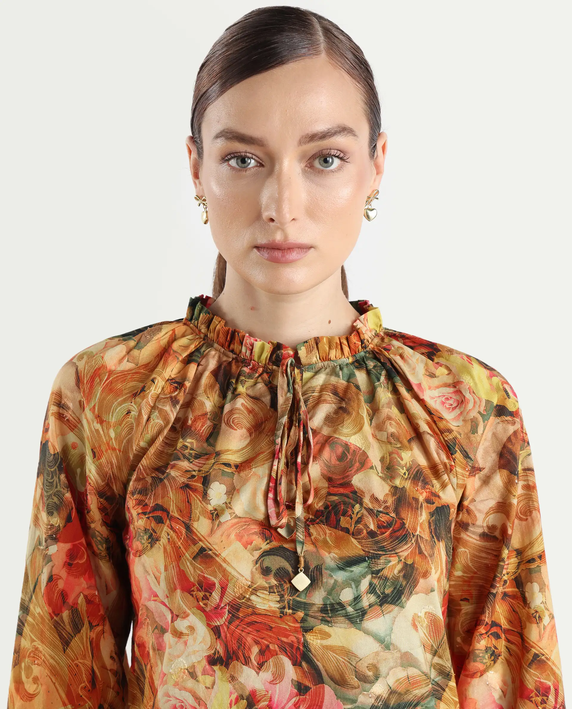 Rareism Women's Galski Multi Cotton Drop Collar Abstract Print Raglan Sleeve Regular Fit Top - Image 5