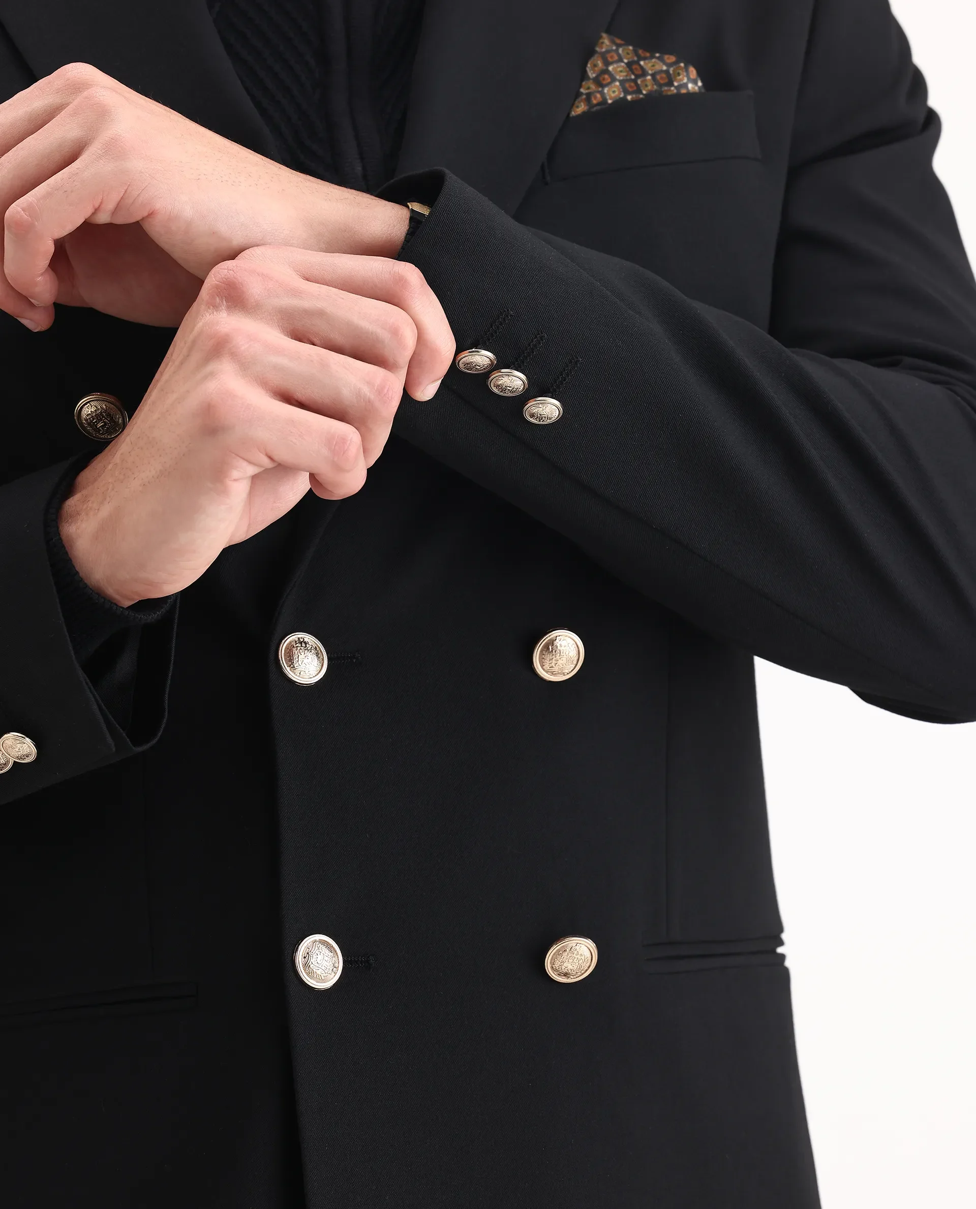 Rare Rabbit Men's Gar Black Polyester Blend Fabric Full Sleeve Lapel Neck Plain Blazer - Image 3