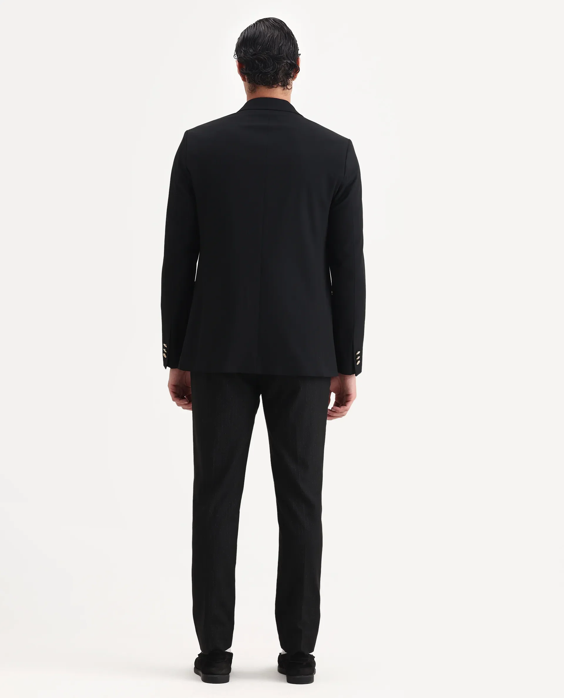 Rare Rabbit Men's Gar Black Polyester Blend Fabric Full Sleeve Lapel Neck Plain Blazer - Image 6