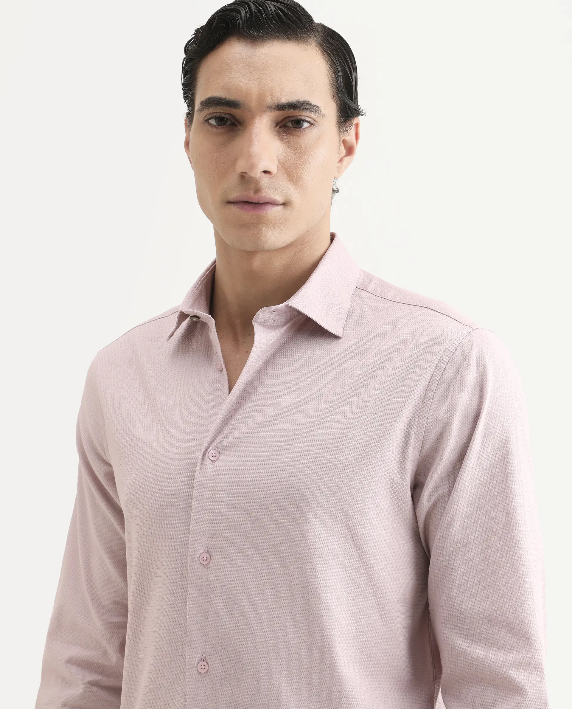 Rare Rabbit Men's Garahs Light Pink Cotton Blend Fabric Half Sleeve Regular Fit Shirt - Image 3