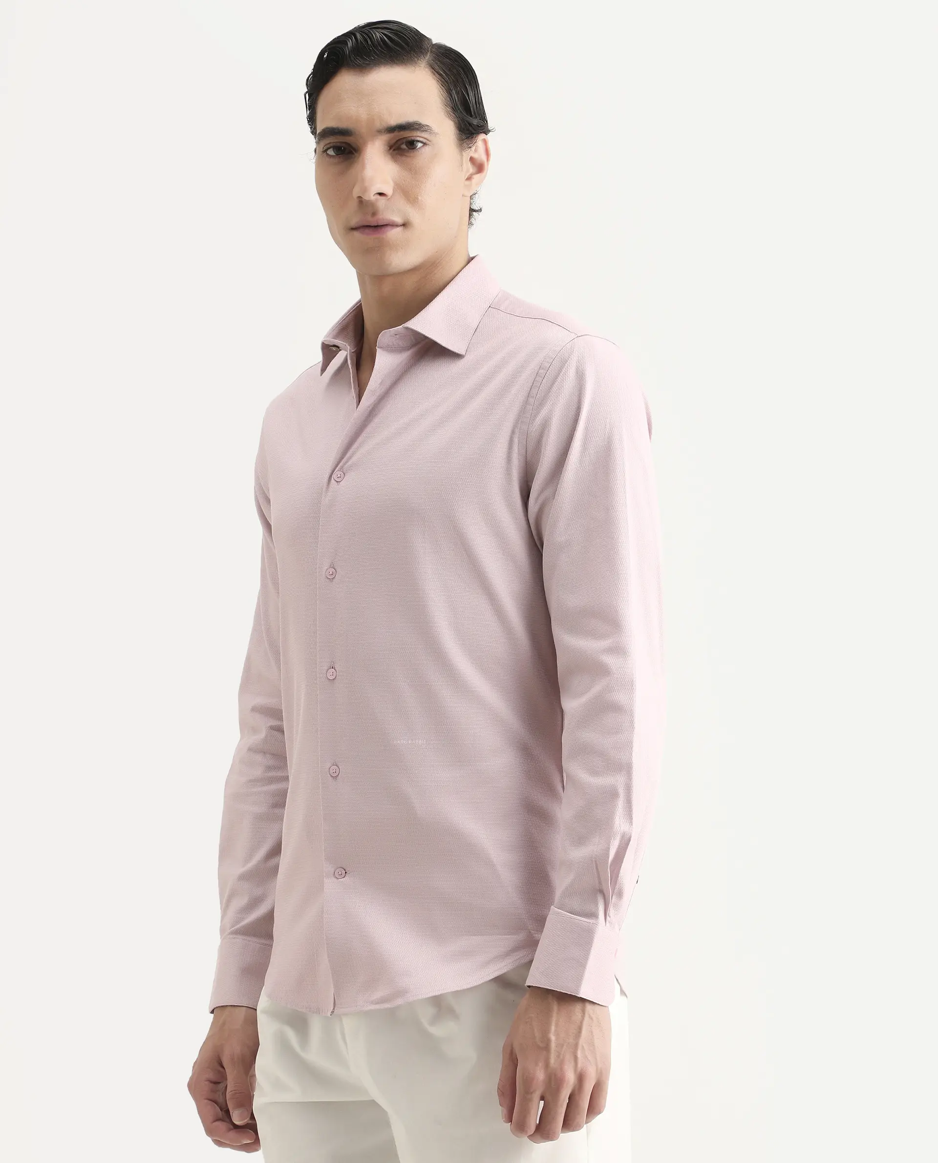 Rare Rabbit Men's Garahs Light Pink Cotton Blend Fabric Half Sleeve Regular Fit Shirt - Image 6