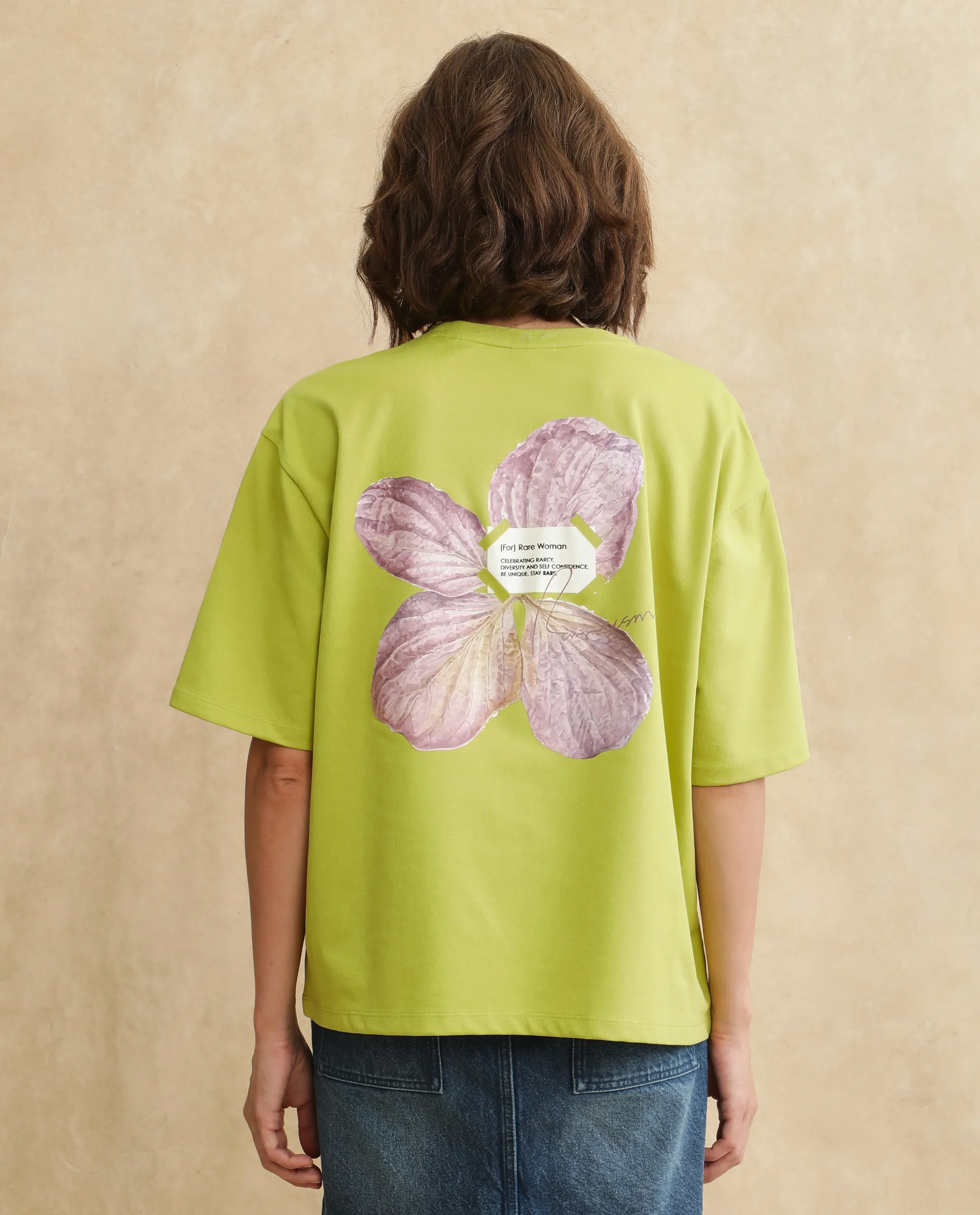 Rareism Women's Gare Flouroscent Green Polyester Blend Crew Neck Graphic Print Oversized T-Shirt - Image 11