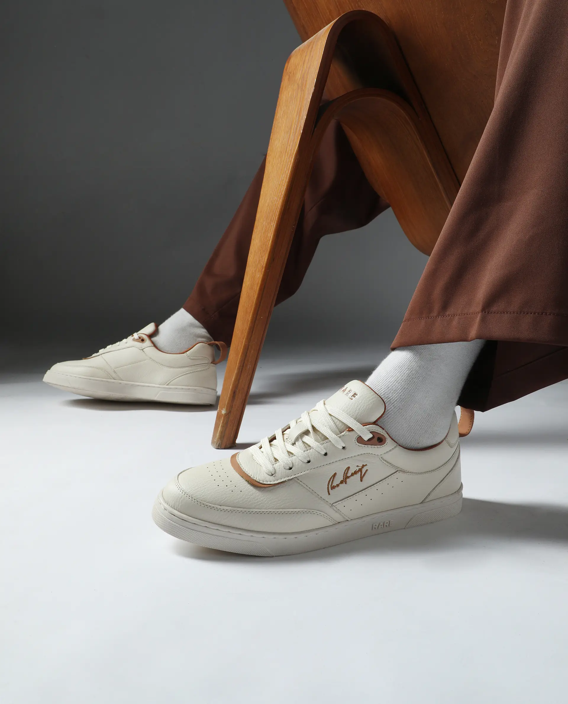 Rare Rabbit Men's Garen Beige Micro Fiber Causal Sneaker - Image 2
