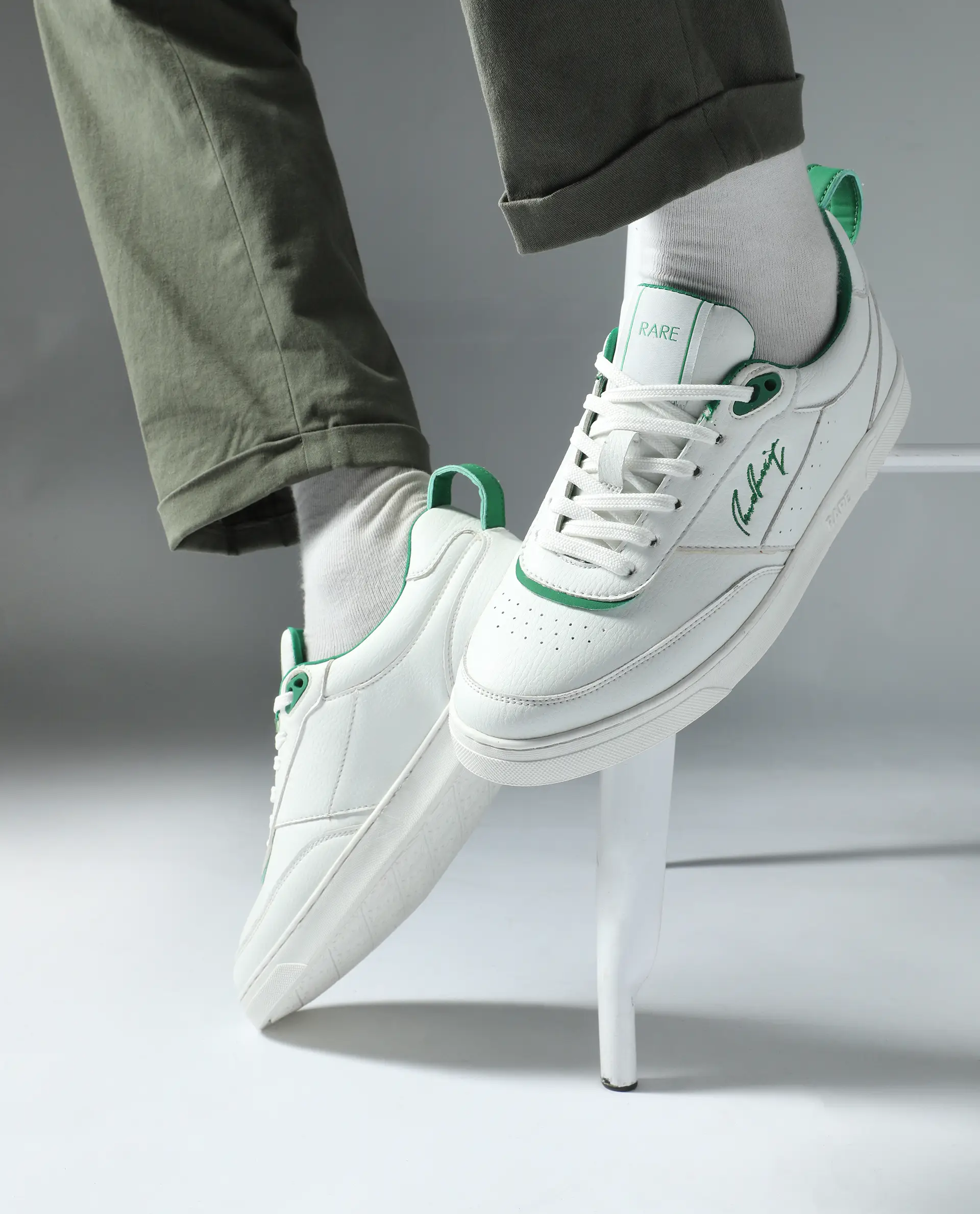 Rare Rabbit Men's Garen Green Micro Fiber Causal Sneaker - Image 2