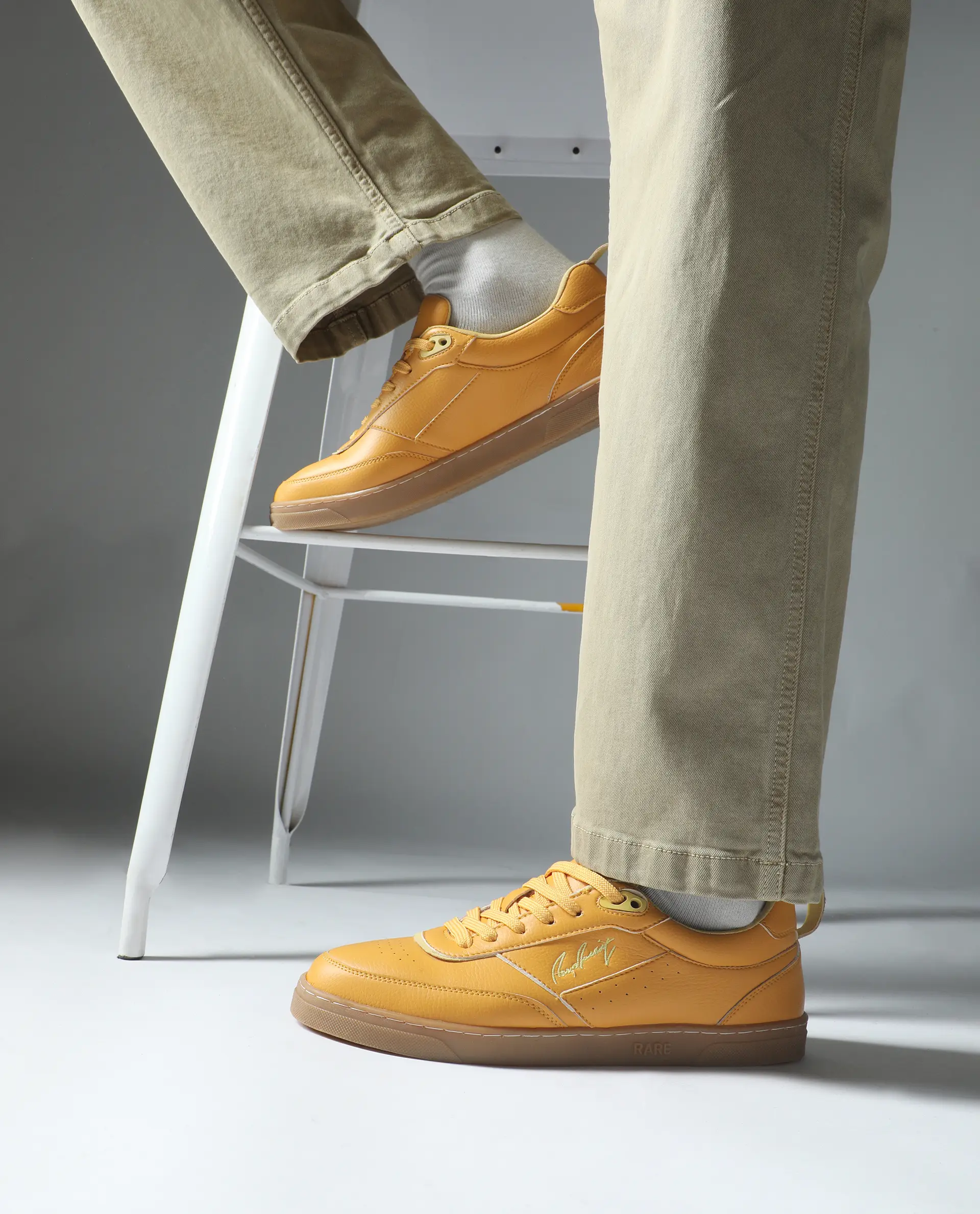 Rare Rabbit Men's Garen Mustard Micro Fiber Causal Sneaker - Image 2